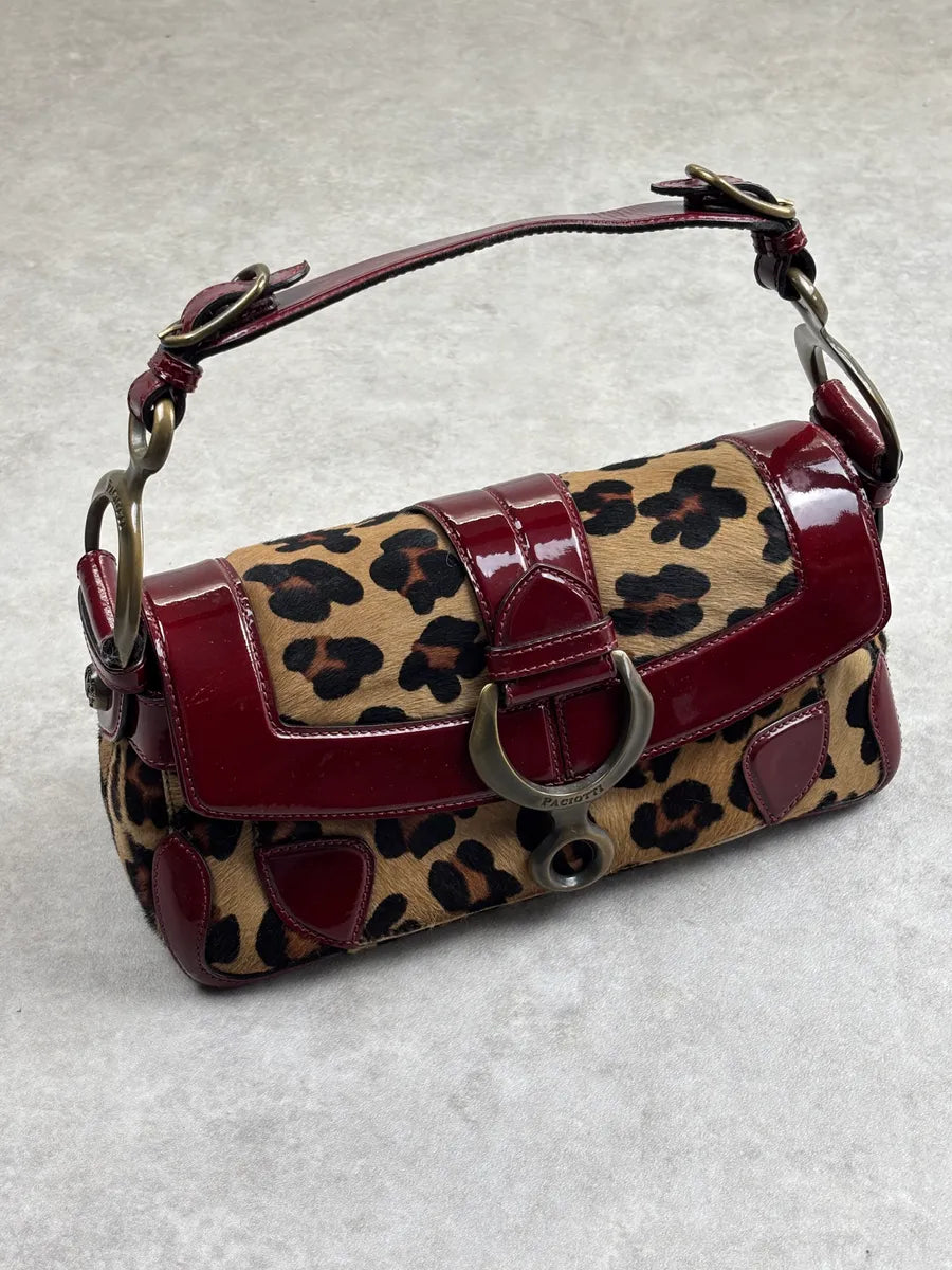 2000s Cesare Paciotti Leopard Calf Hair Ring Hardware Shoulder Bag qSHnsvSP 0