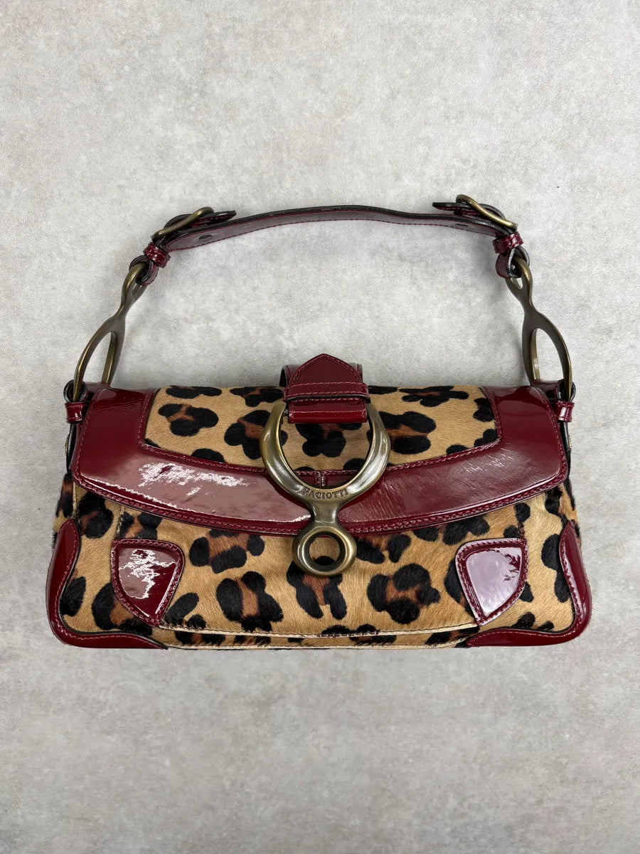 2000s Cesare Paciotti Leopard Calf Hair Ring Hardware Shoulder Bag qSHnsvSP 1