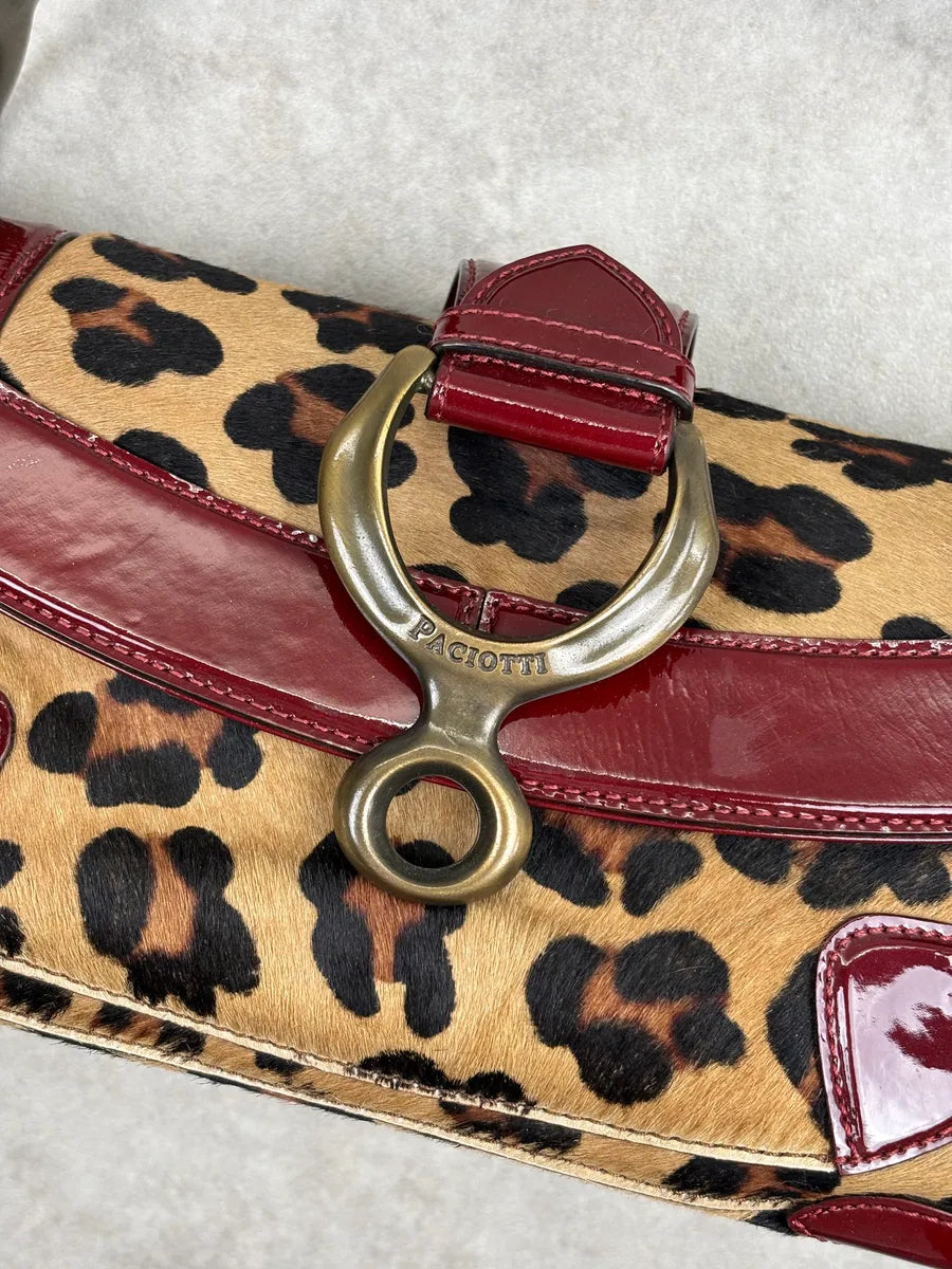 2000s Cesare Paciotti Leopard Calf Hair Ring Hardware Shoulder Bag qSHnsvSP 5