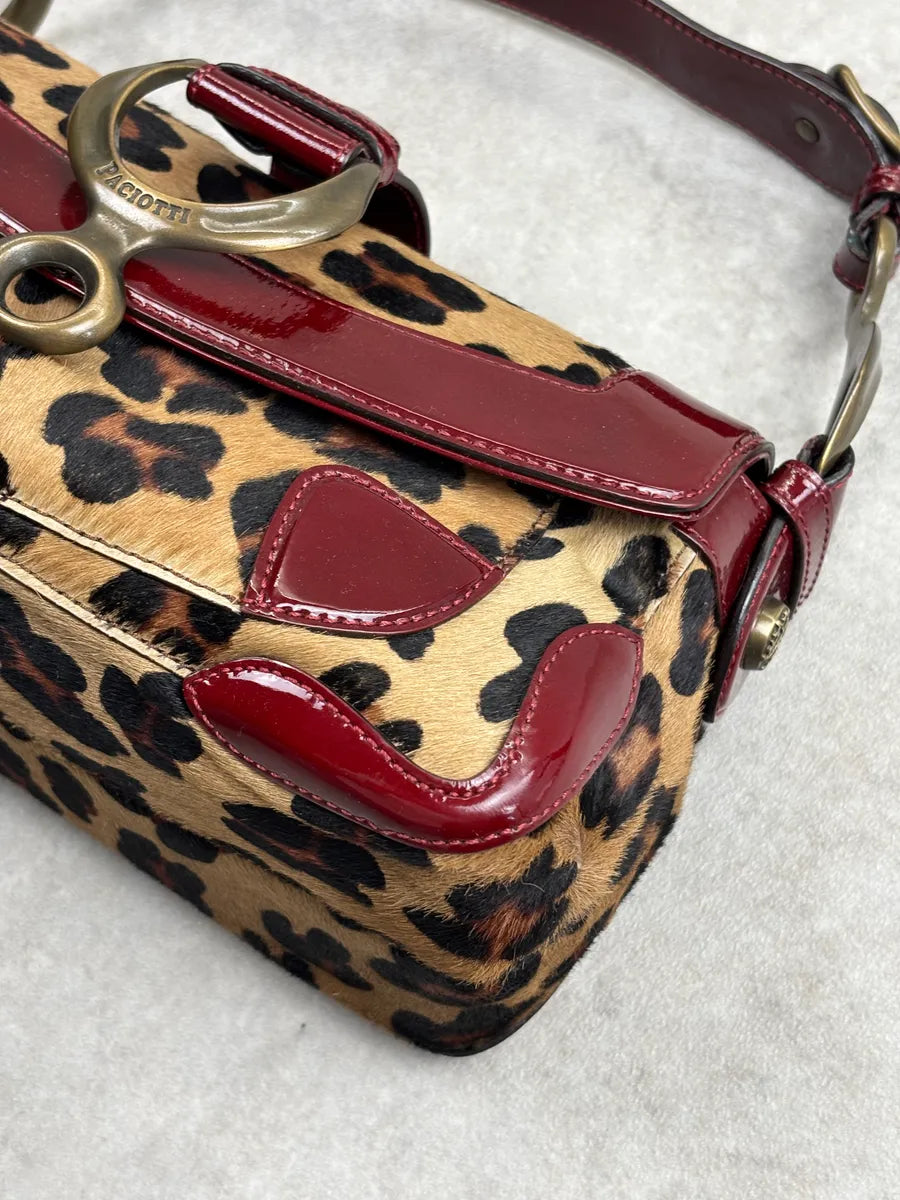 2000s Cesare Paciotti Leopard Calf Hair Ring Hardware Shoulder Bag qSHnsvSP 6
