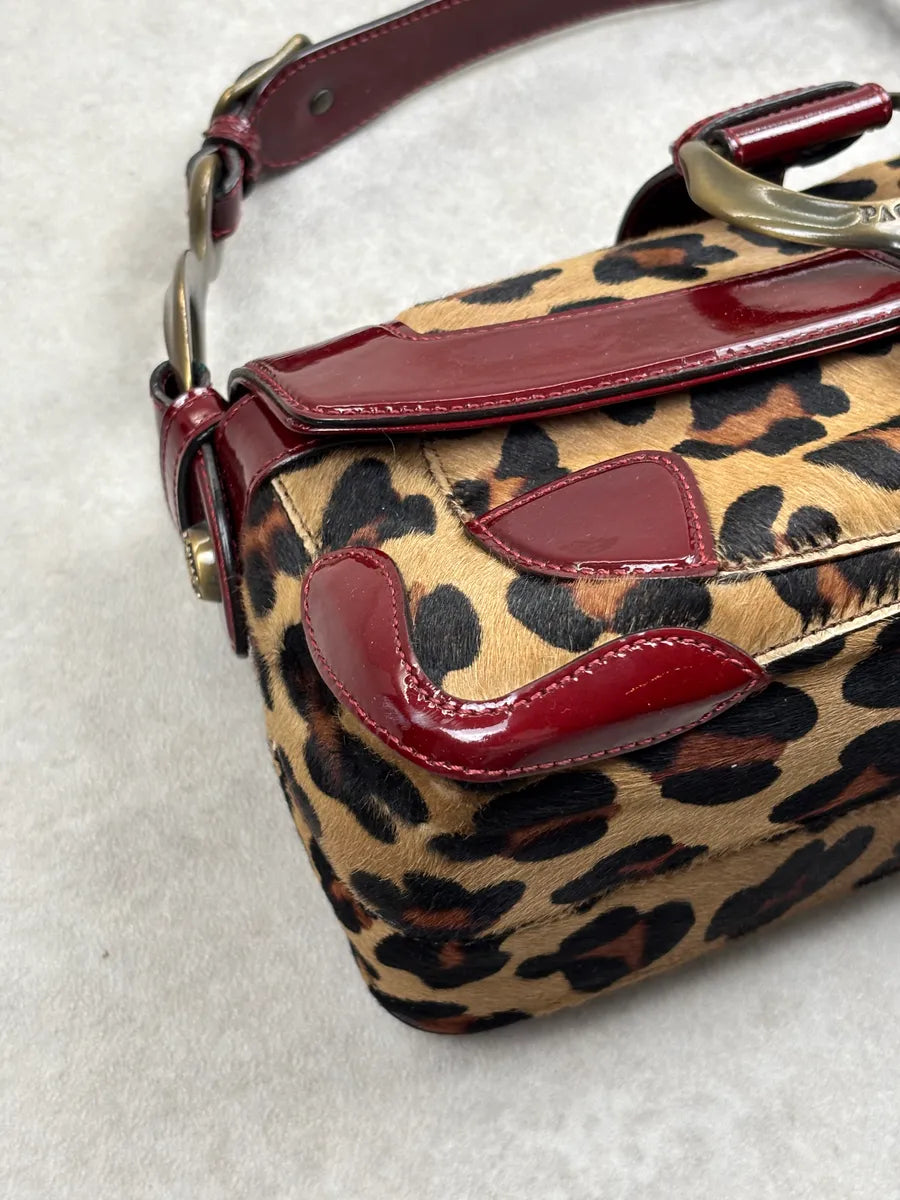 2000s Cesare Paciotti Leopard Calf Hair Ring Hardware Shoulder Bag qSHnsvSP 7