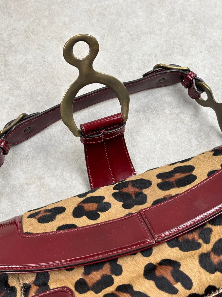 2000s Cesare Paciotti Leopard Calf Hair Ring Hardware Shoulder Bag qSHnsvSP 8