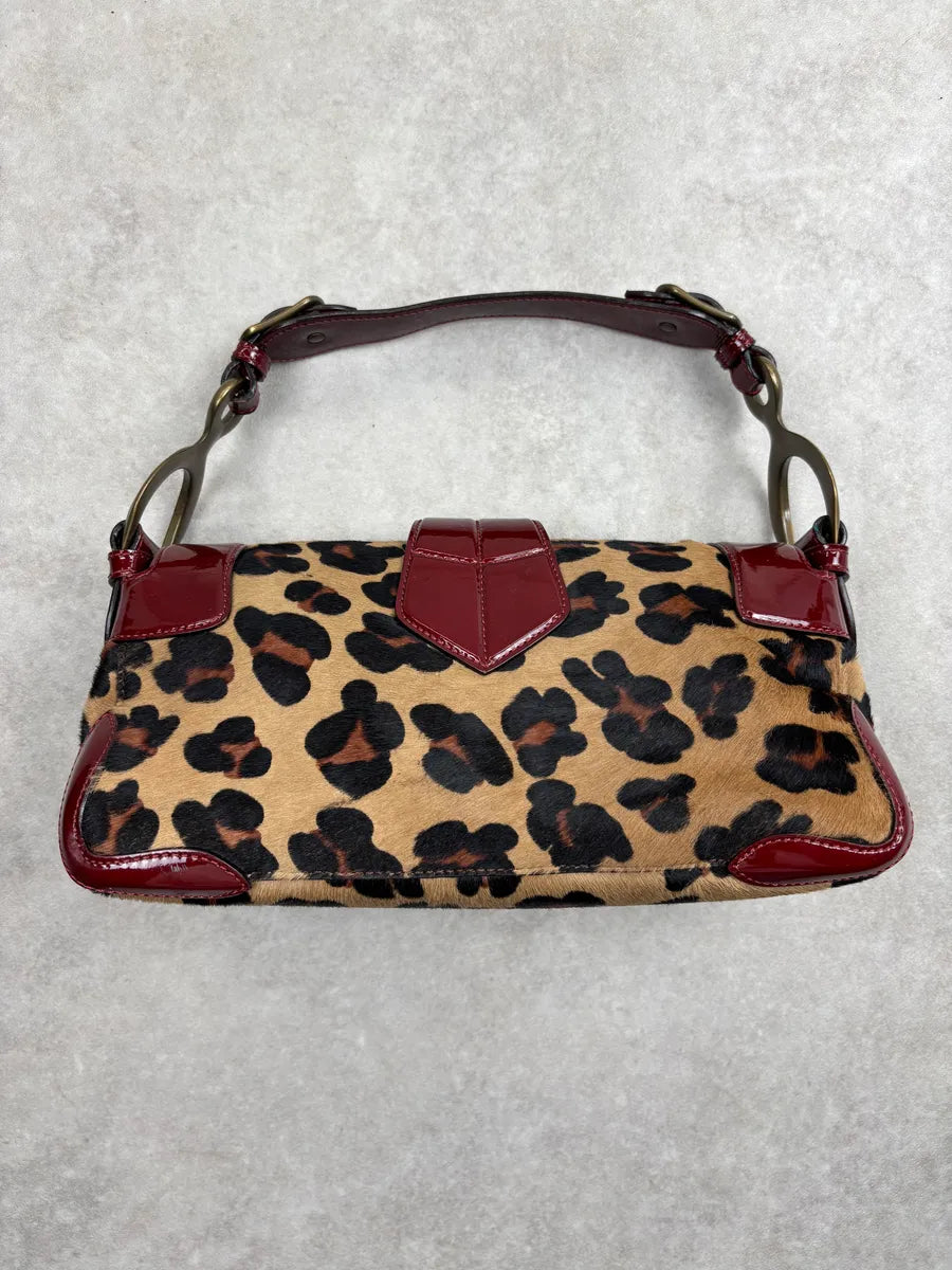 2000s Cesare Paciotti Leopard Calf Hair Ring Hardware Shoulder Bag qSHnsvSP 4