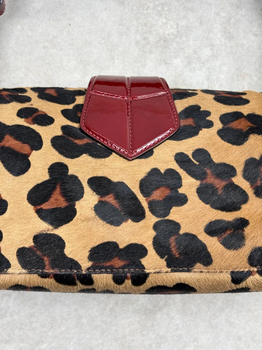 2000s Cesare Paciotti Leopard Calf Hair Ring Hardware Shoulder Bag qSHnsvSP 9