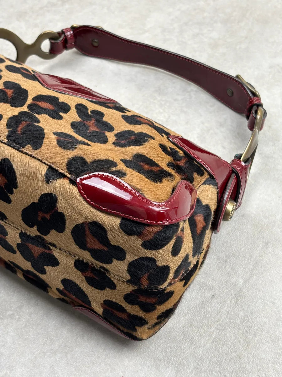 2000s Cesare Paciotti Leopard Calf Hair Ring Hardware Shoulder Bag qSHnsvSP 10