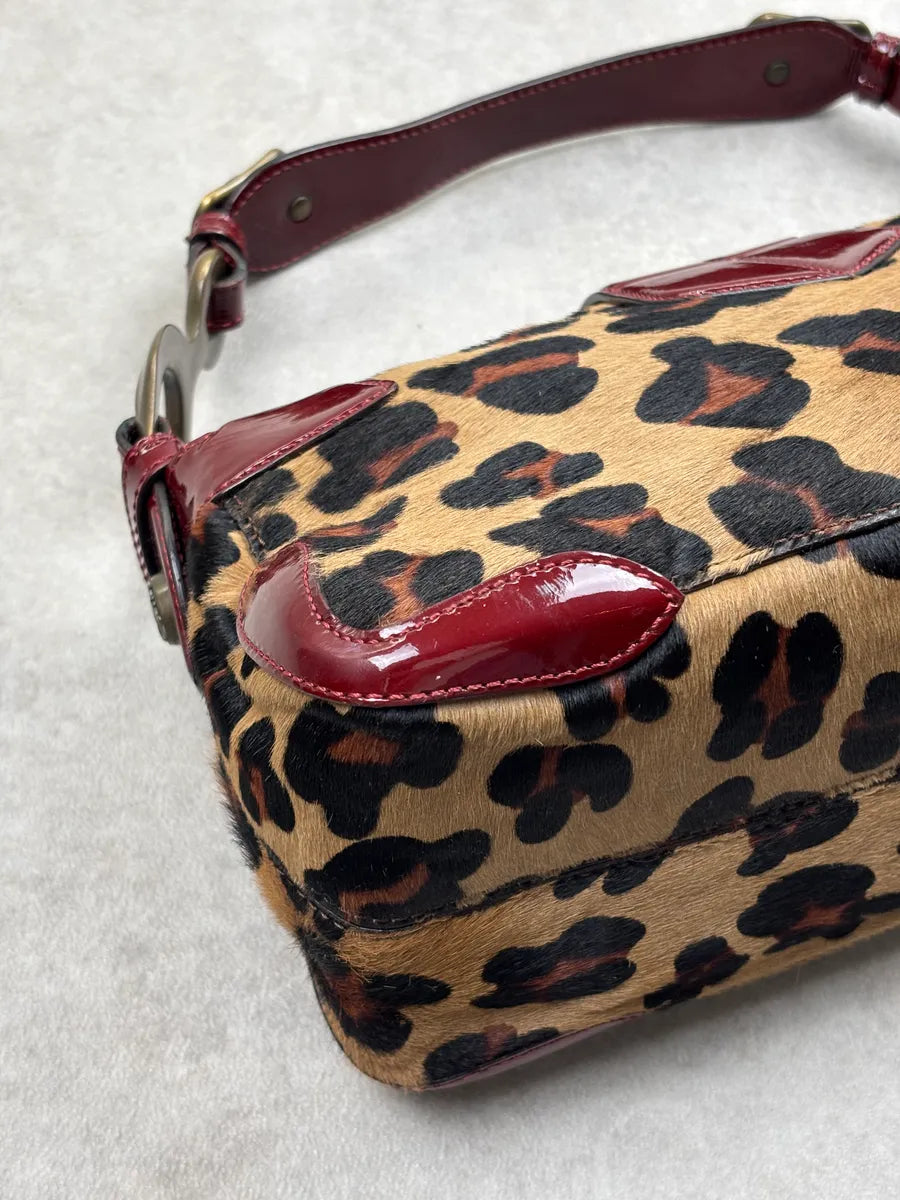 2000s Cesare Paciotti Leopard Calf Hair Ring Hardware Shoulder Bag qSHnsvSP 11