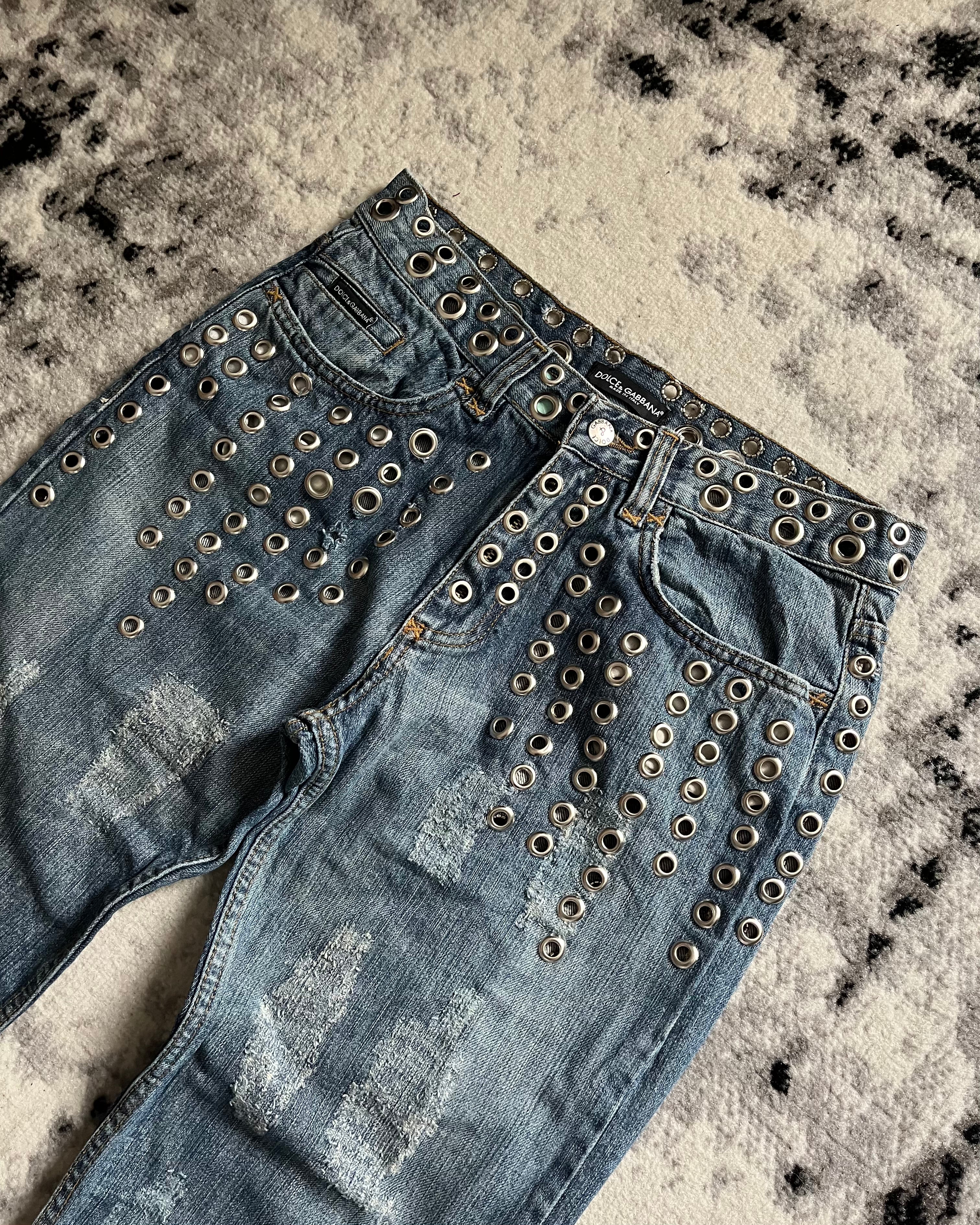 SS06 Dolce & Gabbana Eyled Punk Holes Jeans (S/M)