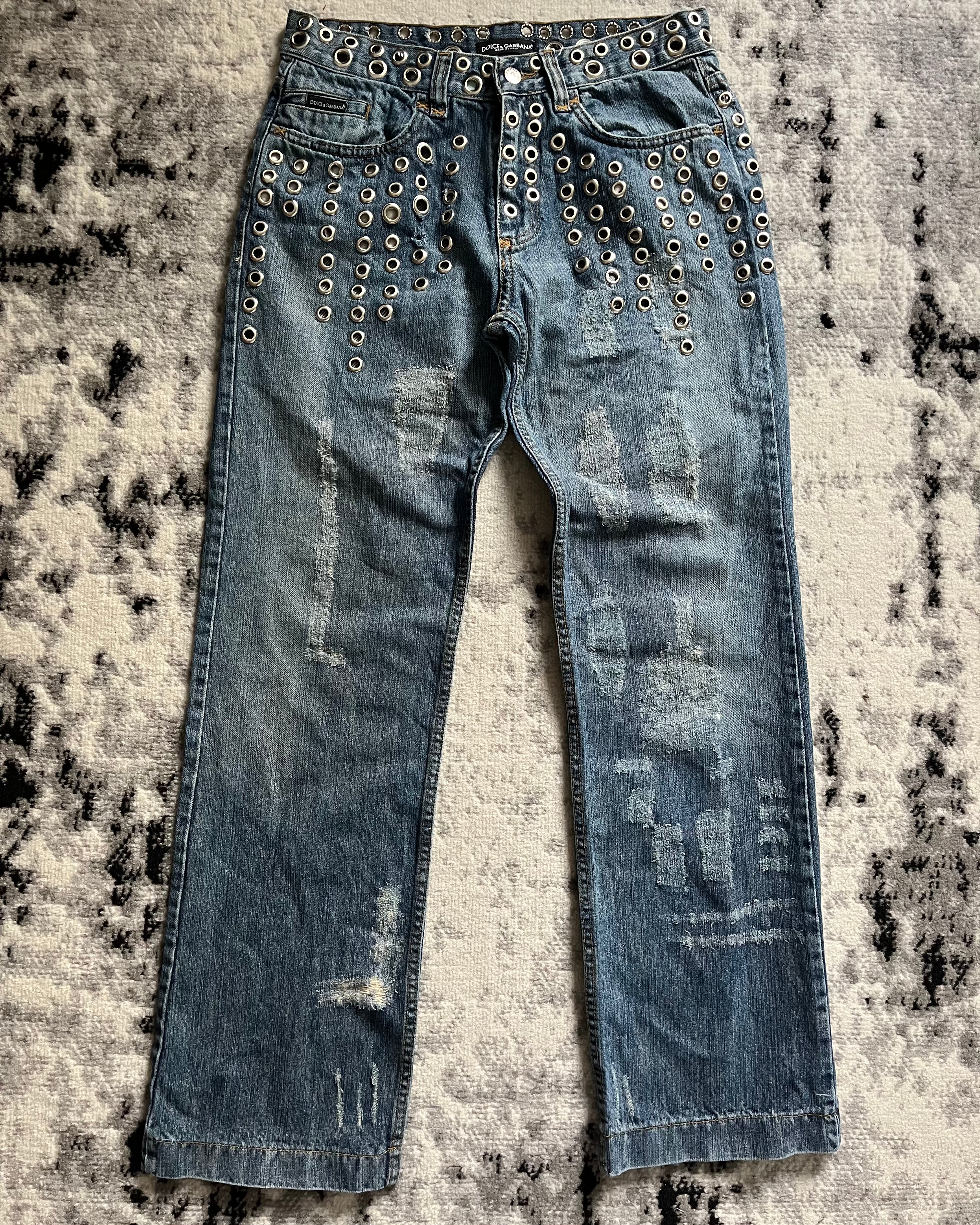 SS06 Dolce & Gabbana Eyled Punk Holes Jeans (S/M)