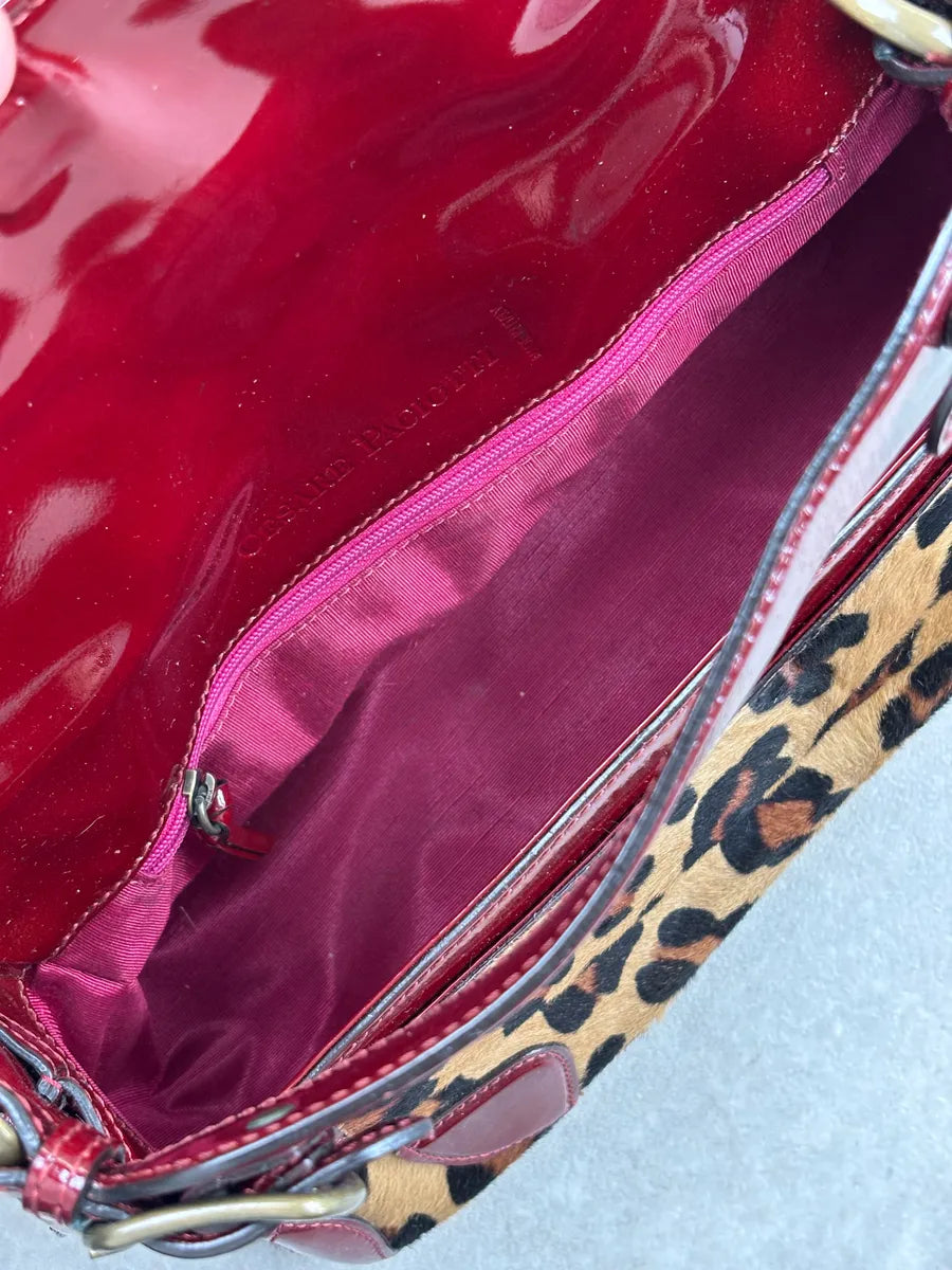 2000s Cesare Paciotti Leopard Calf Hair Ring Hardware Shoulder Bag qSHnsvSP 15