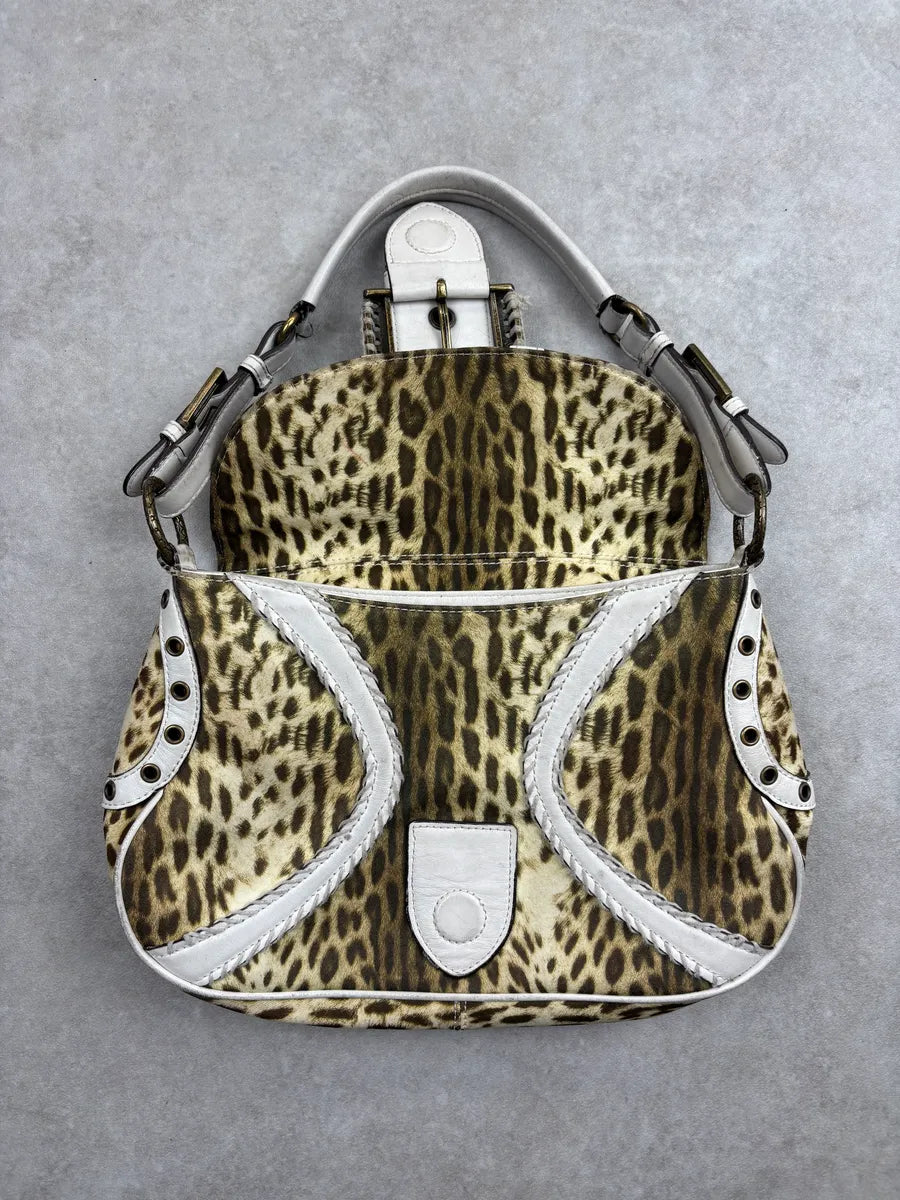 AW2007 Cavalli Leopard Studded Buckle Shoulder Bag uoYahBEA 3