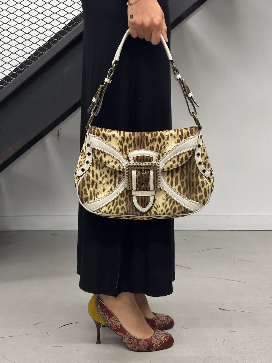 AW2007 Cavalli Leopard Studded Buckle Shoulder Bag uoYahBEA 1
