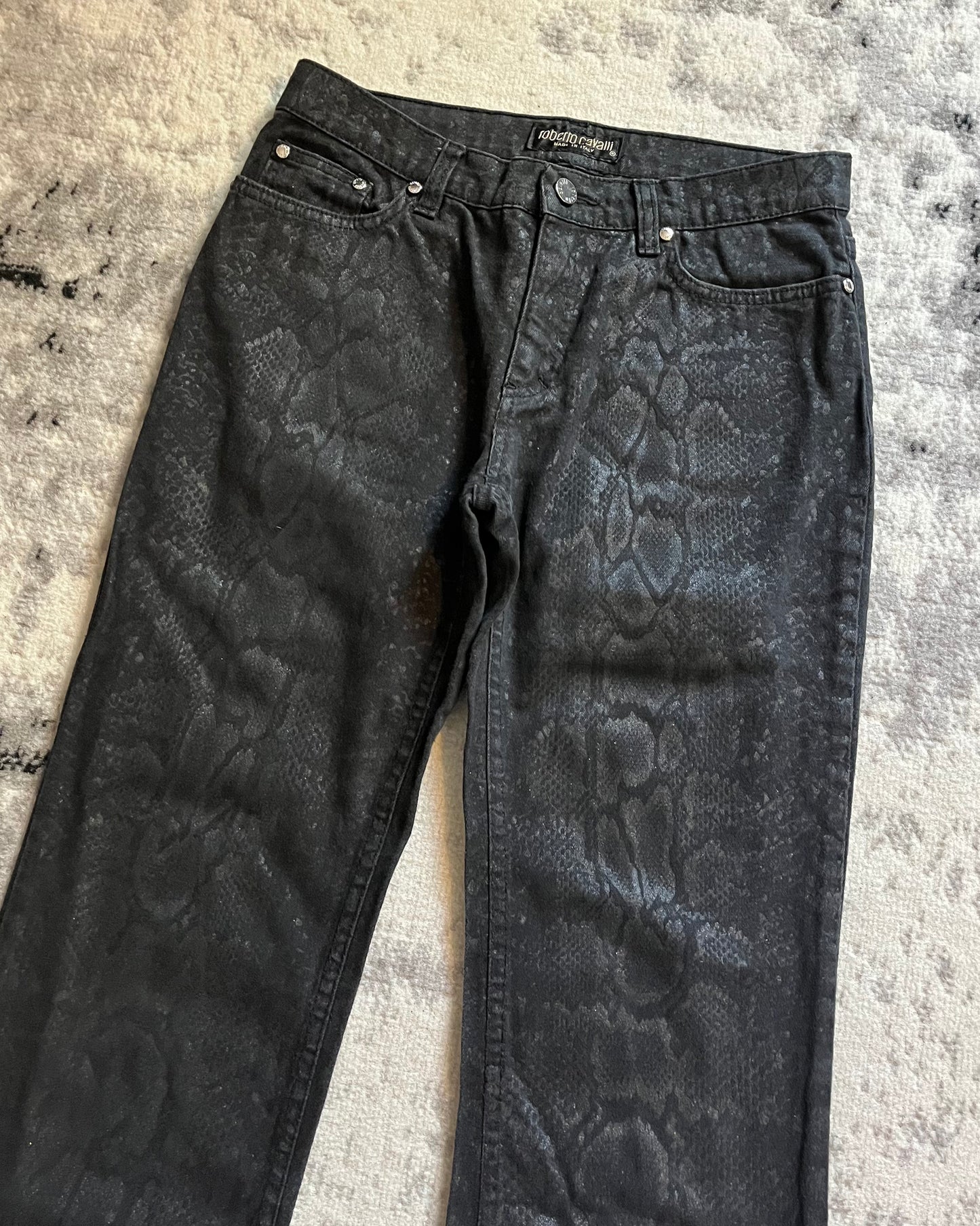 00s Cavalli Onyx Serpent Python Pants (S)