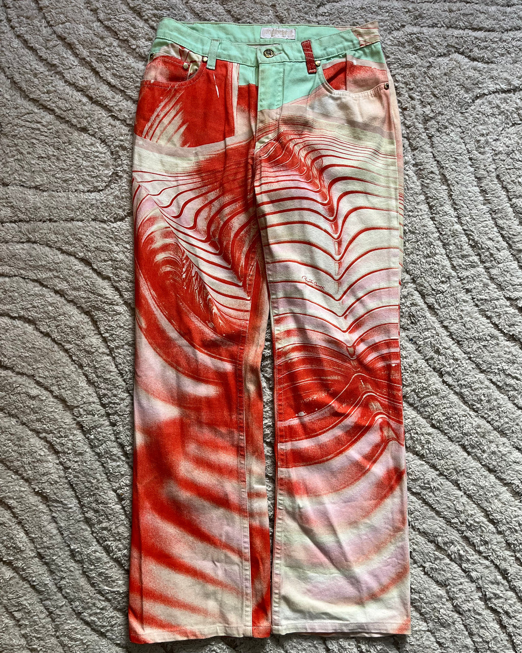 SS01 Roberto Cavalli Cherry Spiral Bones Pants