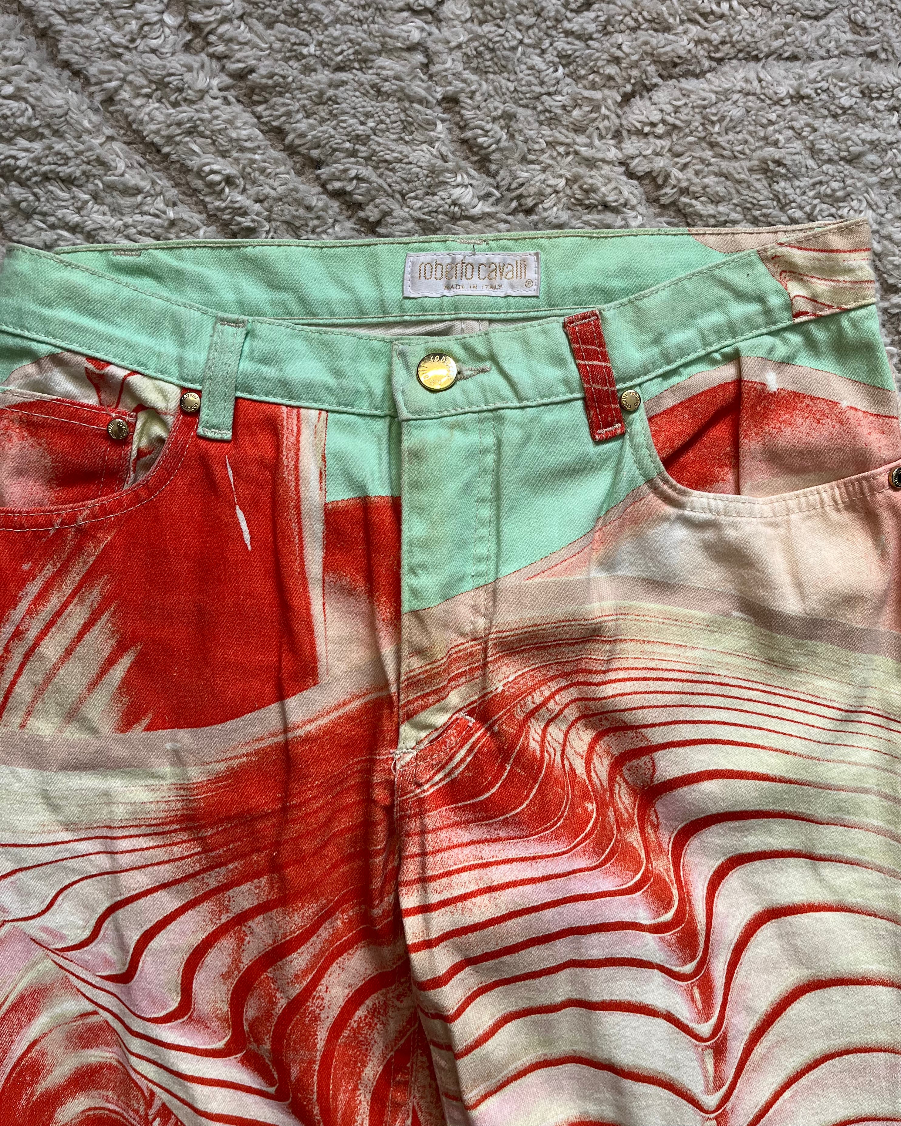 SS01 Roberto Cavalli Cherry Spiral Bones Pants