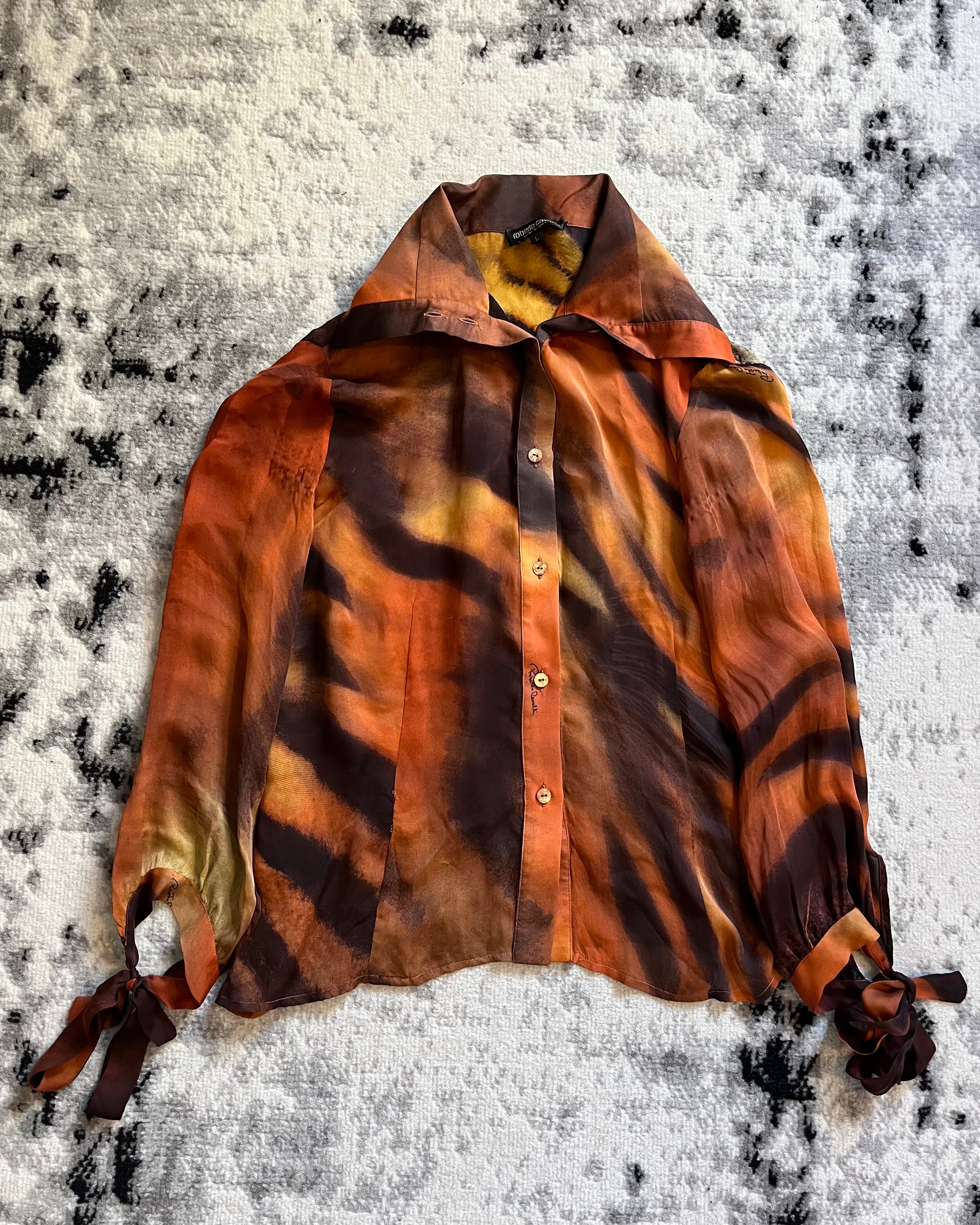 FW00 Roberto Cavalli 虎橙色衬衫 (XS/S)