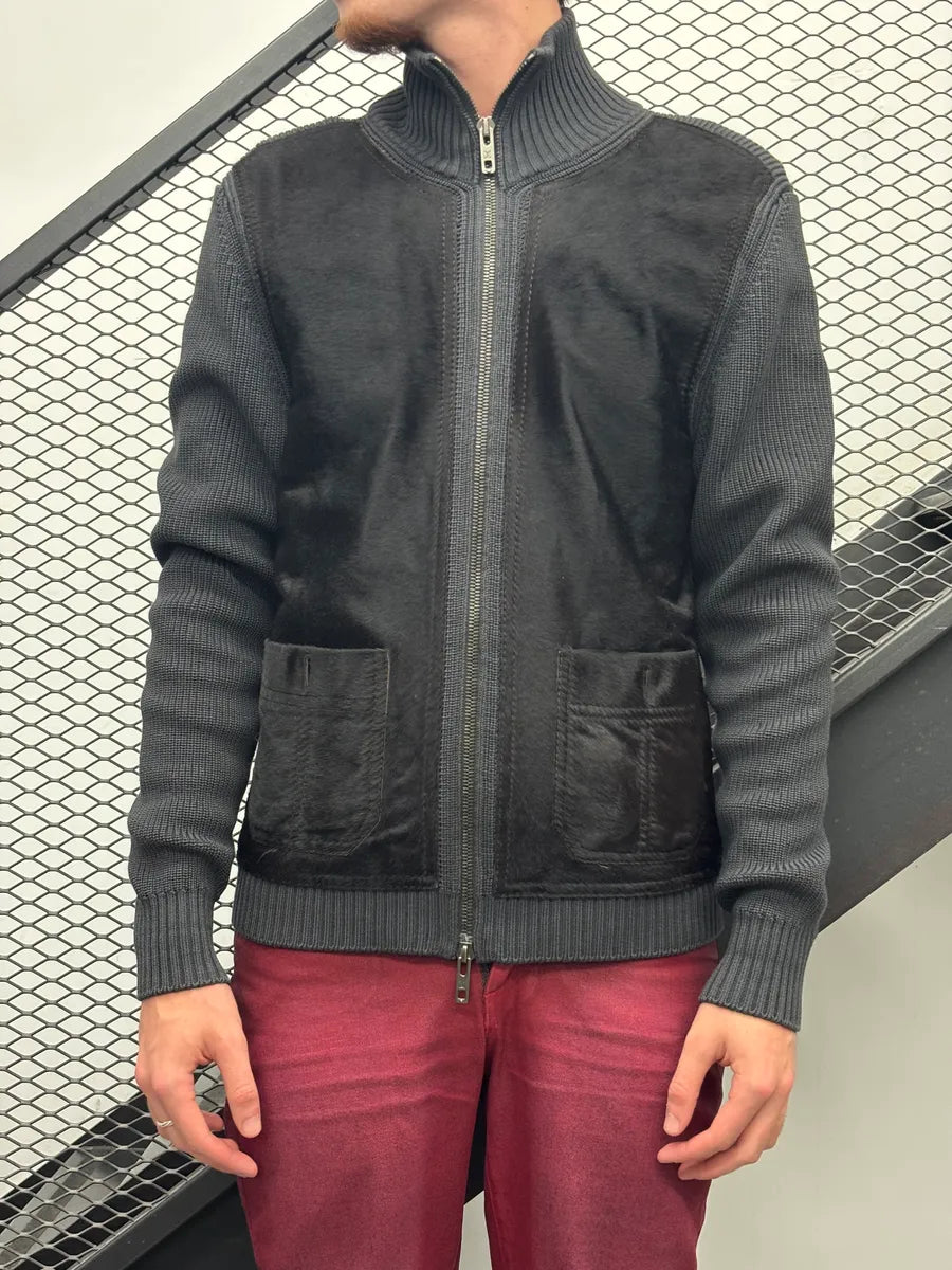 2000s Louis Vuitton Dark Grey Wool Pony Hair Zip-Up Light Jacket EeEApdfA 1