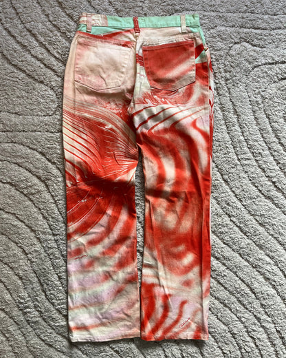 SS01 Roberto Cavalli Cherry Spiral Bones Pants (S)