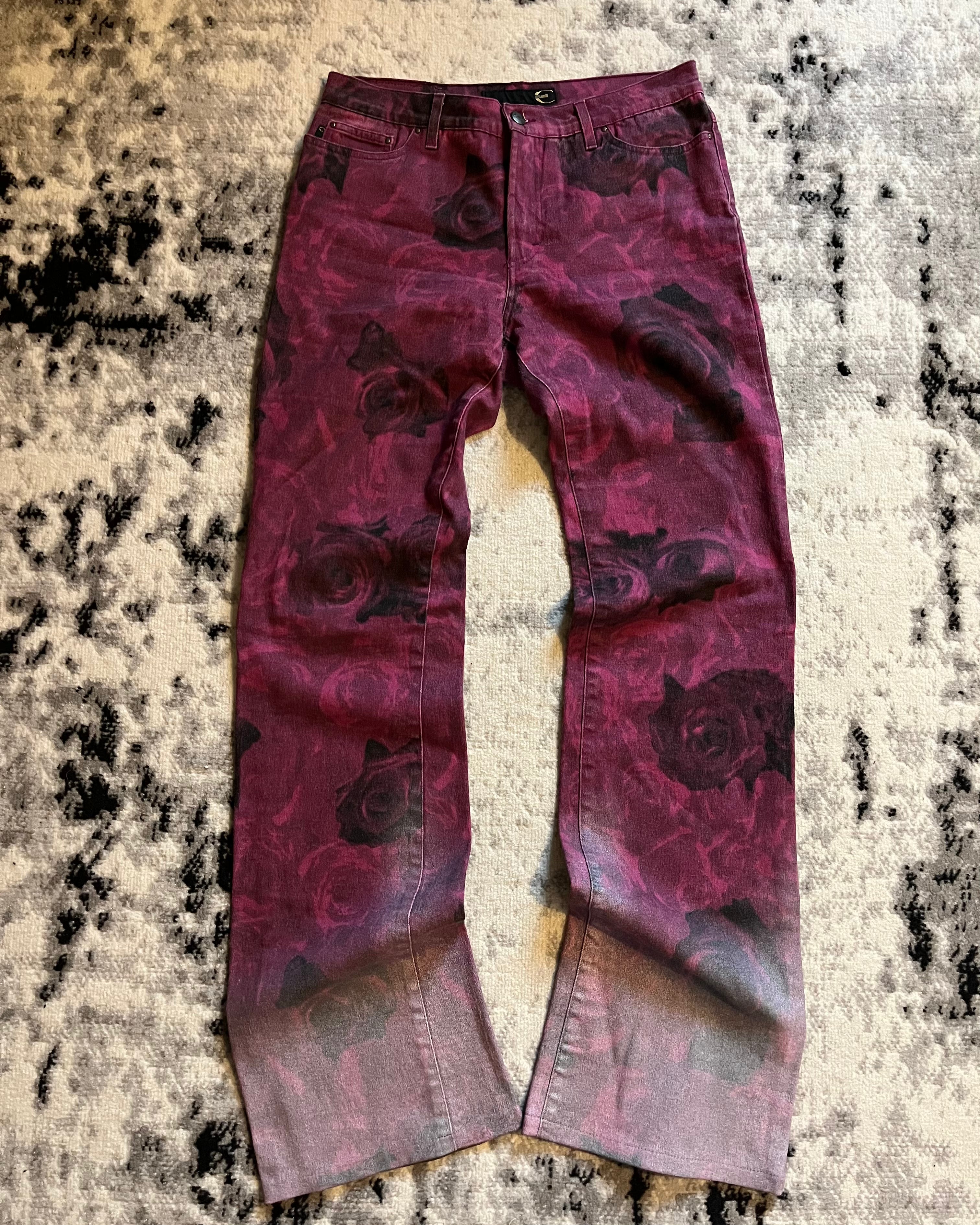 2000s Cavalli Nocturnal Rose Blossom Pants