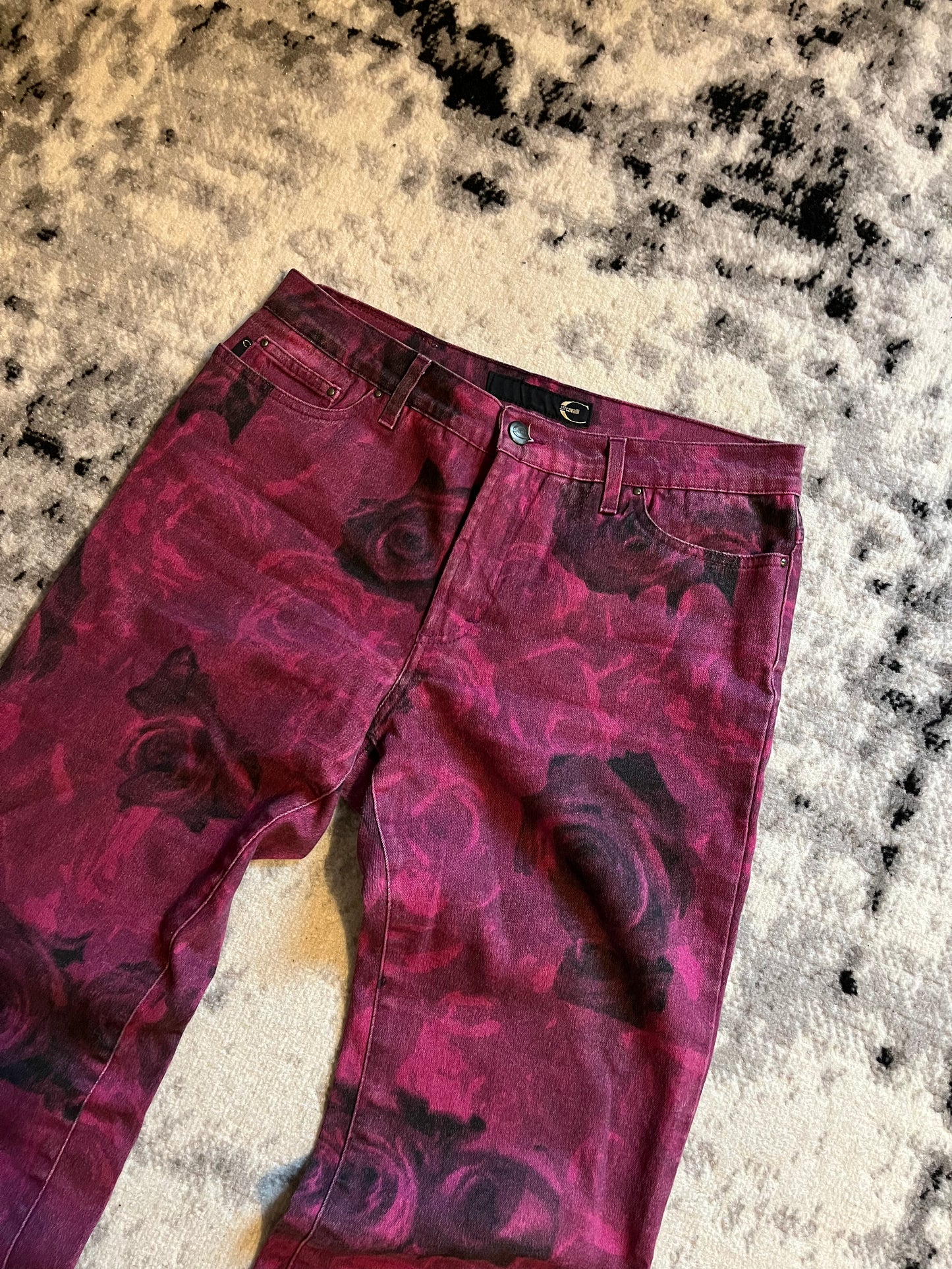 2000s Cavalli Nocturnal Rose Blossom Pants (S/M)