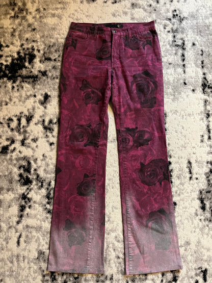 2000s Cavalli Nocturnal Rose Blossom Pants (S/M)