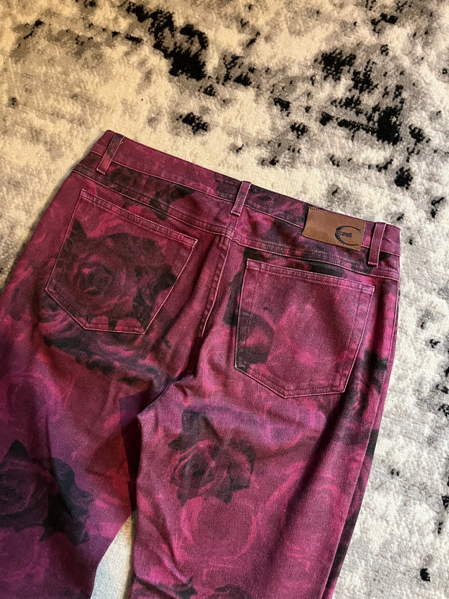 2000s Cavalli Nocturnal Rose Blossom Pants (S/M)