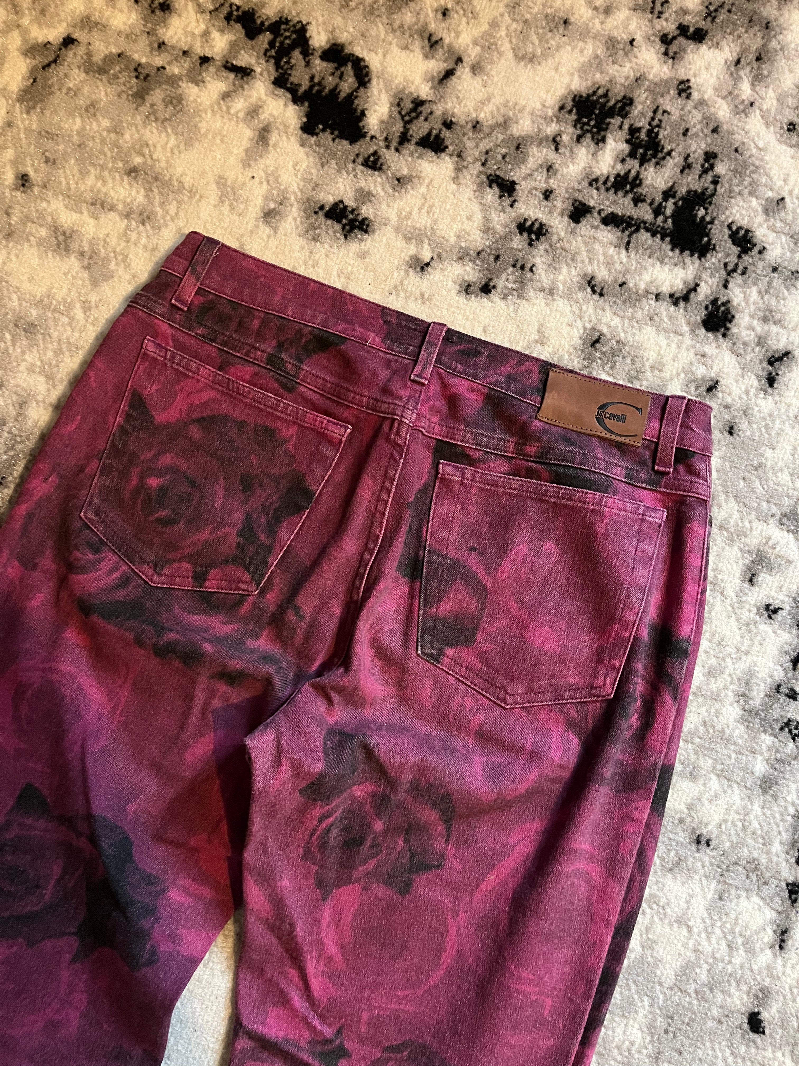 2000s Cavalli Nocturnal Rose Blossom Pants