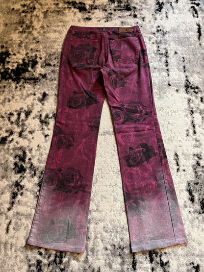 2000s Cavalli Nocturnal Rose Blossom Pants (S/M)