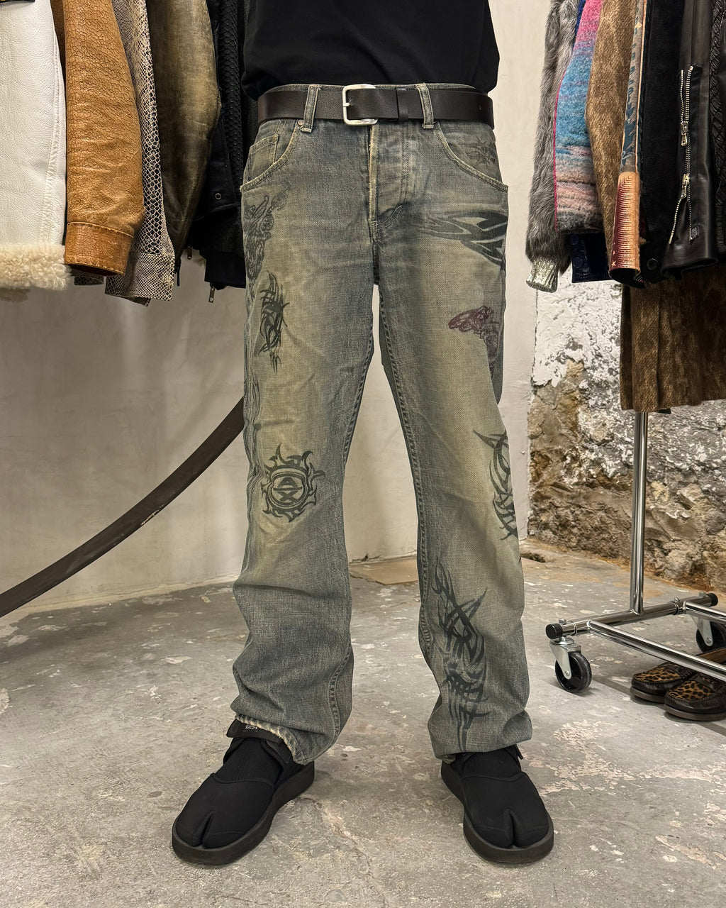 2000年代 アルマーニ 日本限定 プリント デニム ジーンズ (M)