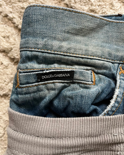 AW05 Dolce & Gabbana Double Waisted Jogging Denim (M)