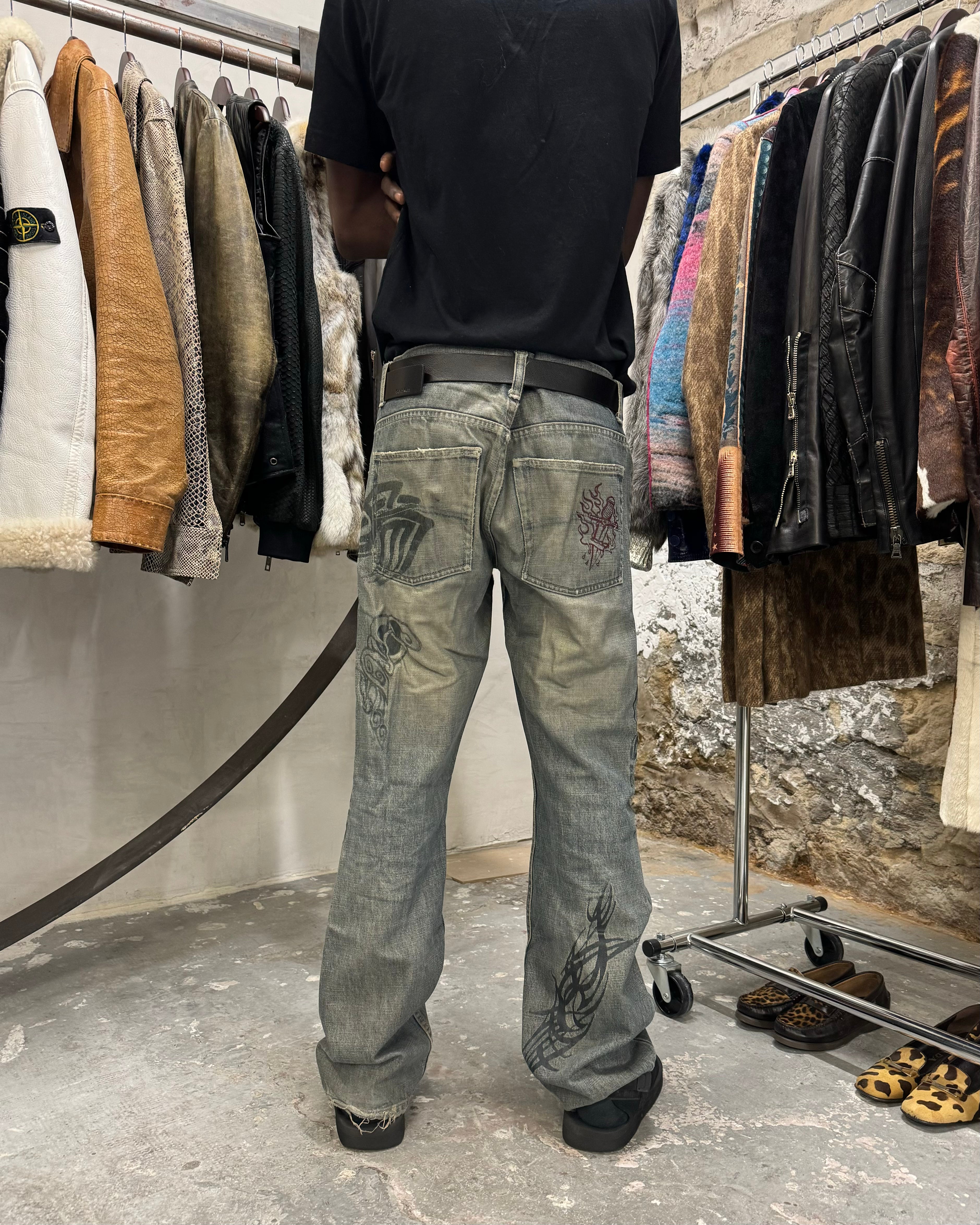 2000年代 アルマーニ 日本限定 プリント デニム ジーンズ (M)