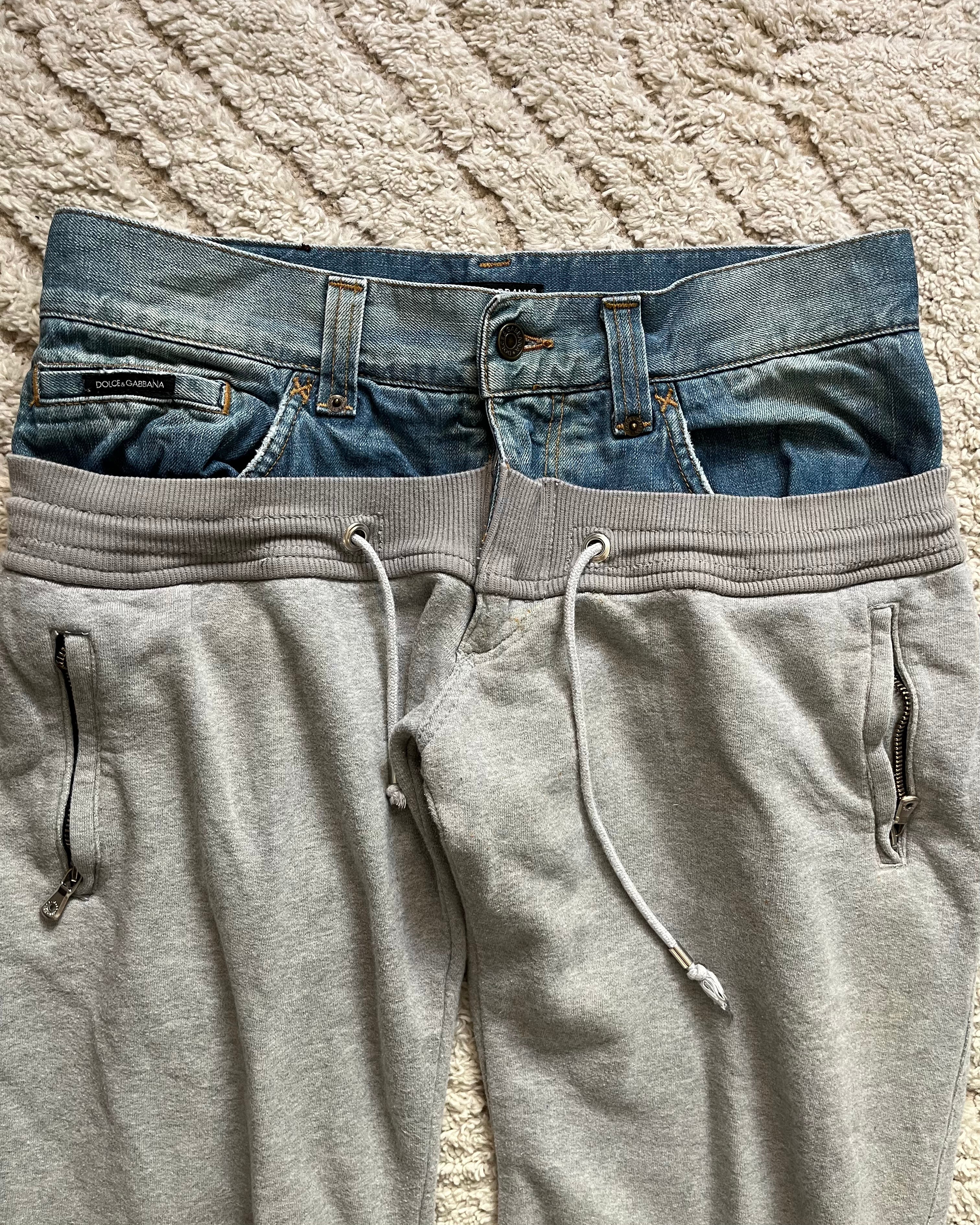 AW05 Dolce & Gabbana Double Waisted Jogging Denim (M)
