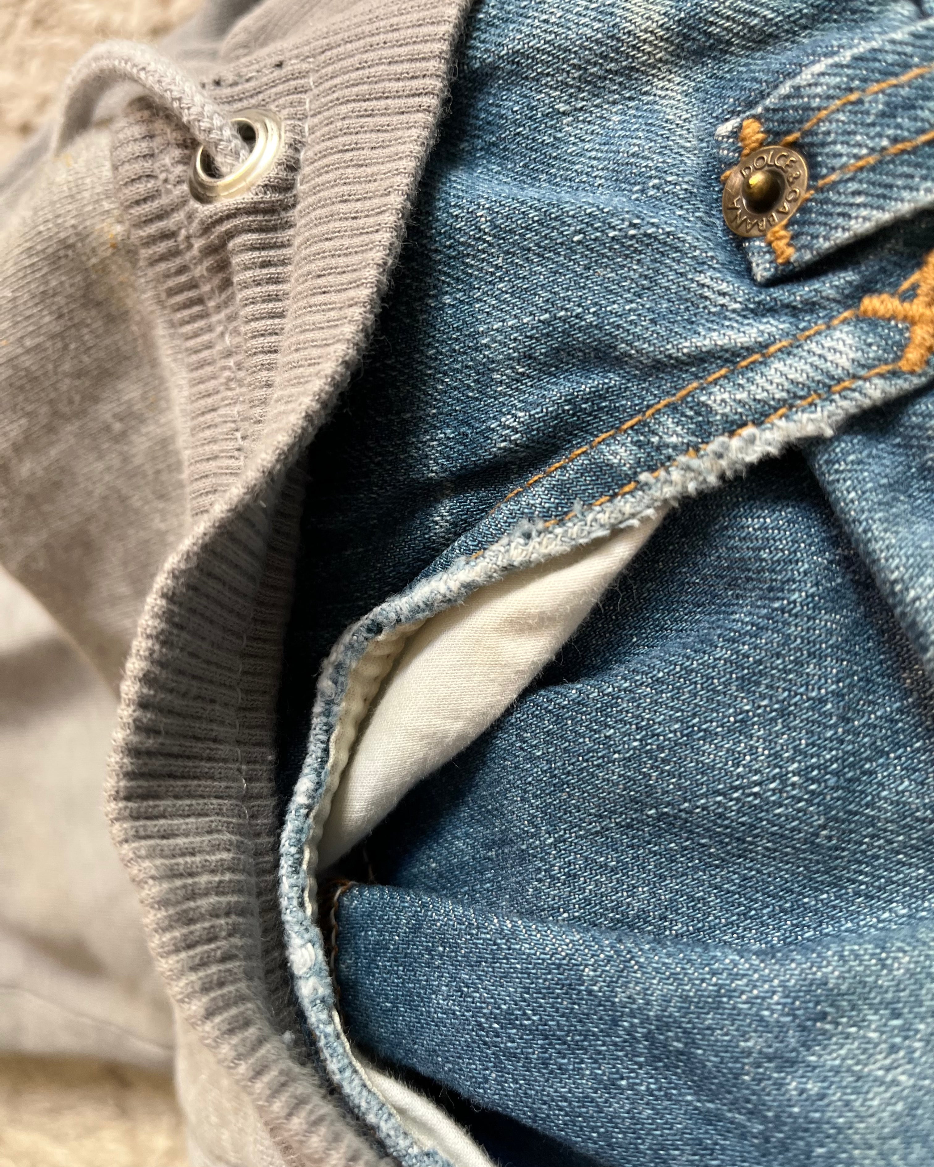 AW05 Dolce & Gabbana Double Waisted Jogging Denim (M)