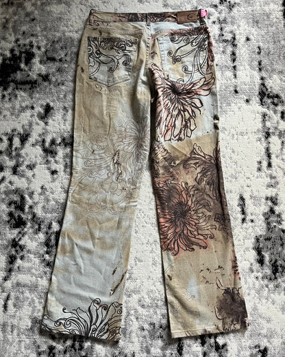 00s Cavalli Burnt Flower Eroded Pants (M)