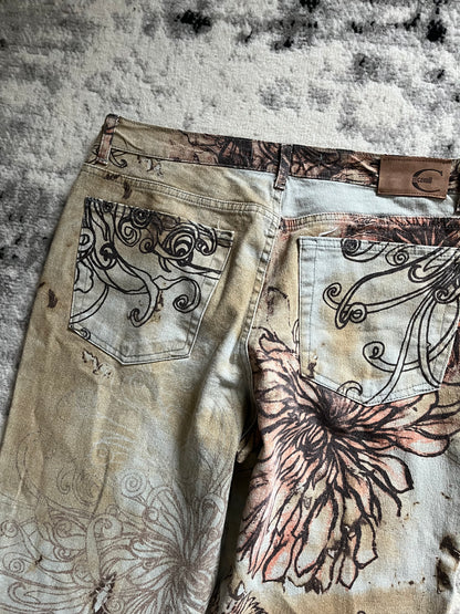 00s Cavalli Burnt Flower Eroded Pants (M)