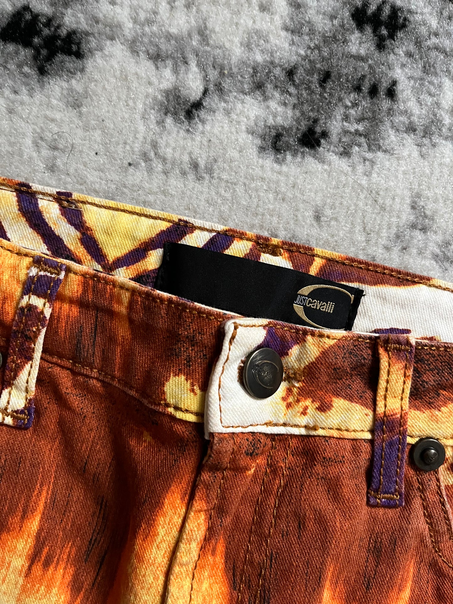 00s Just Cavalli Fire Lyric Rockstar Pants (S)