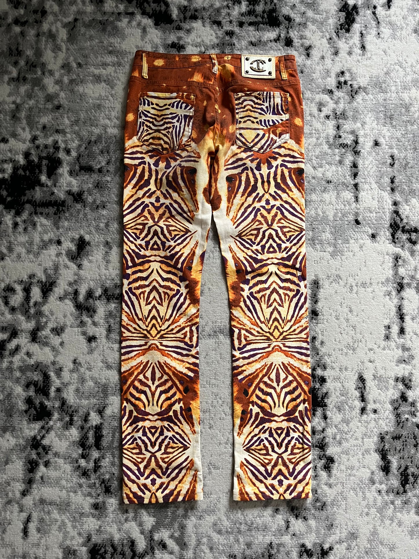 00s Just Cavalli Fire Lyric Rockstar Pants (S)