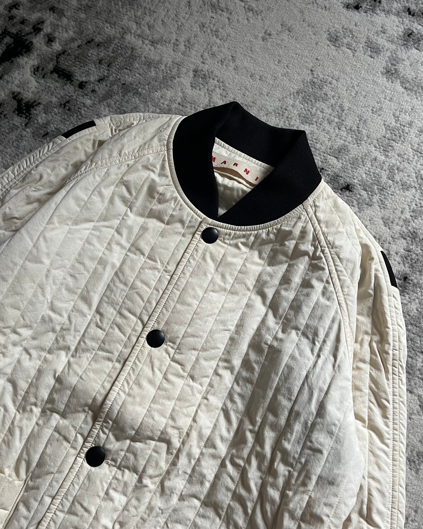 Marni Baseball Beige Faded Puffer Bomber Jacket (S/M)