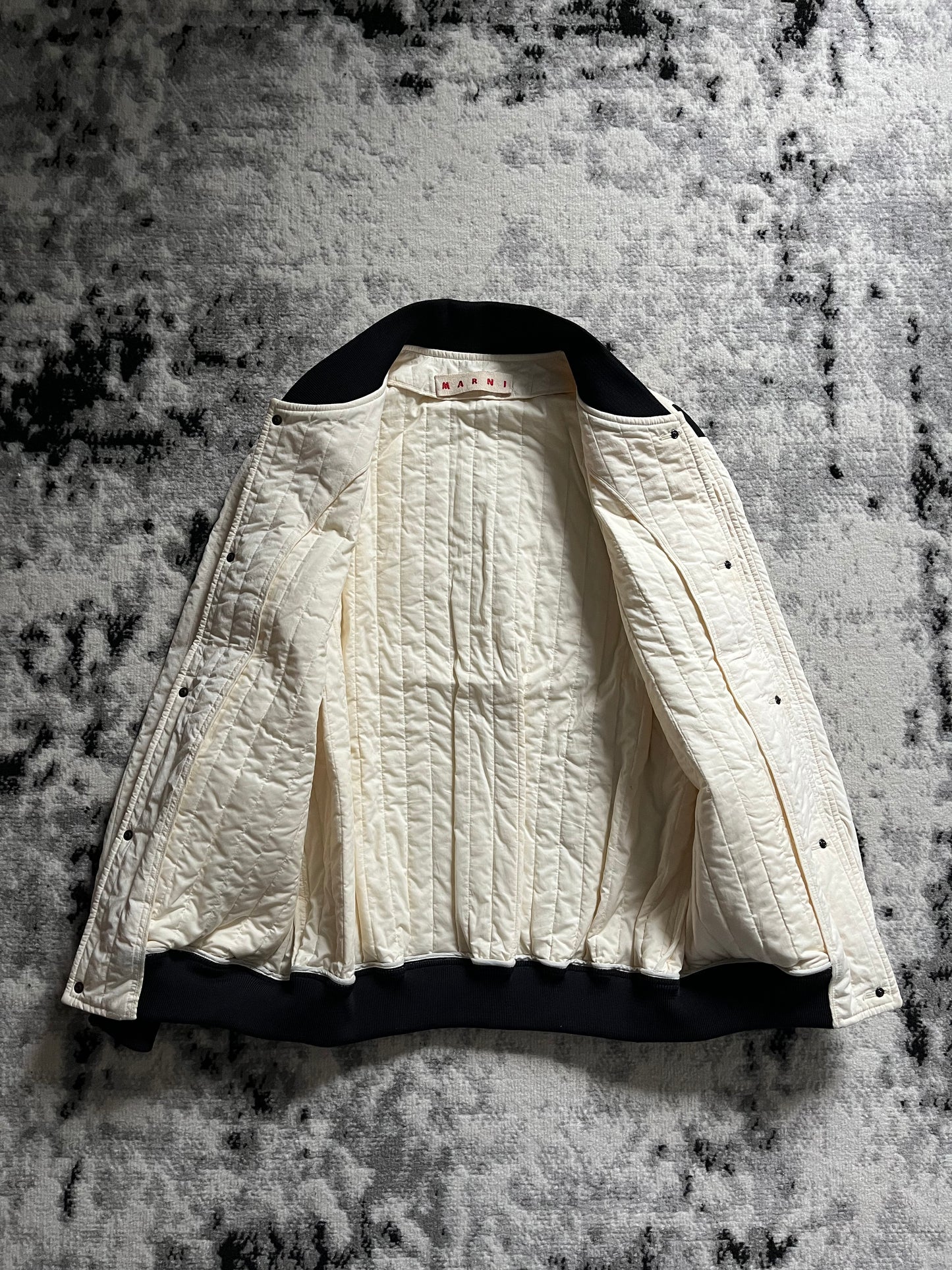 Marni Baseball Beige Faded Puffer Bomber Jacket (S/M)