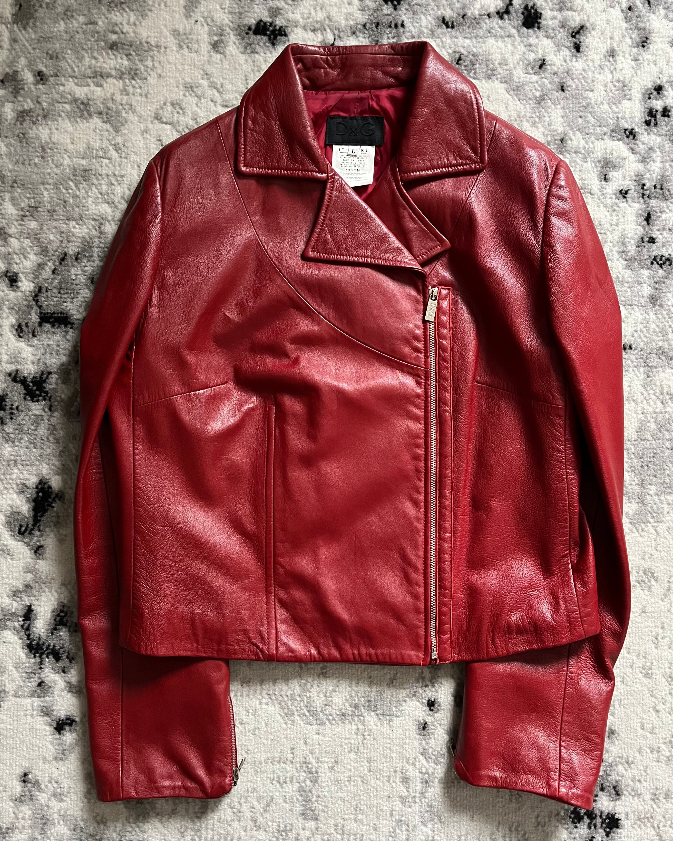 2000s Dolce & Gabbana Red Biker Leather Jacket – Dolce Vita Hub