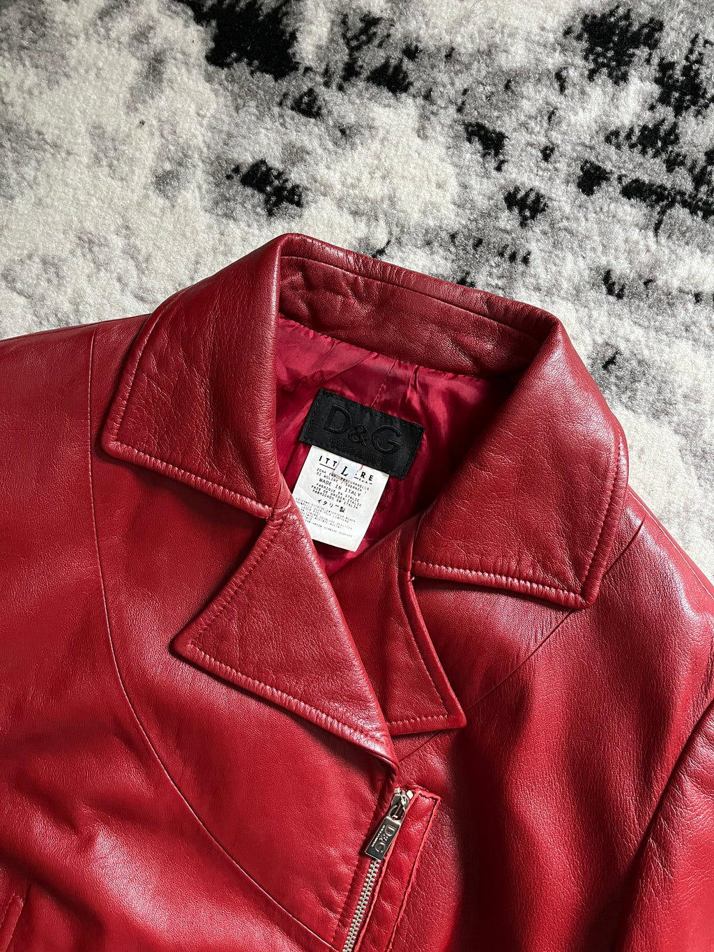 2000s Dolce & Gabbana Red Biker Leather Jacket