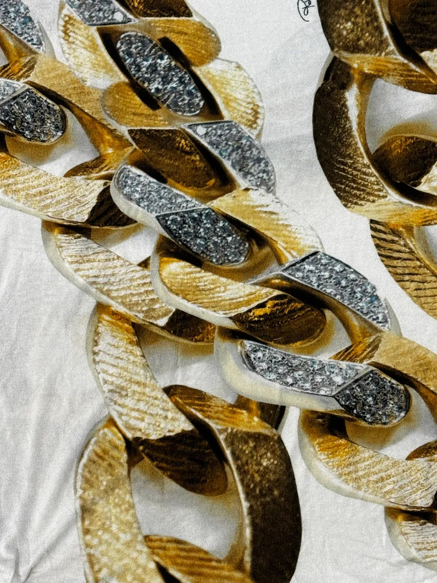 2000s Roberto Cavalli White Chain T-Shirt adjGecu 6