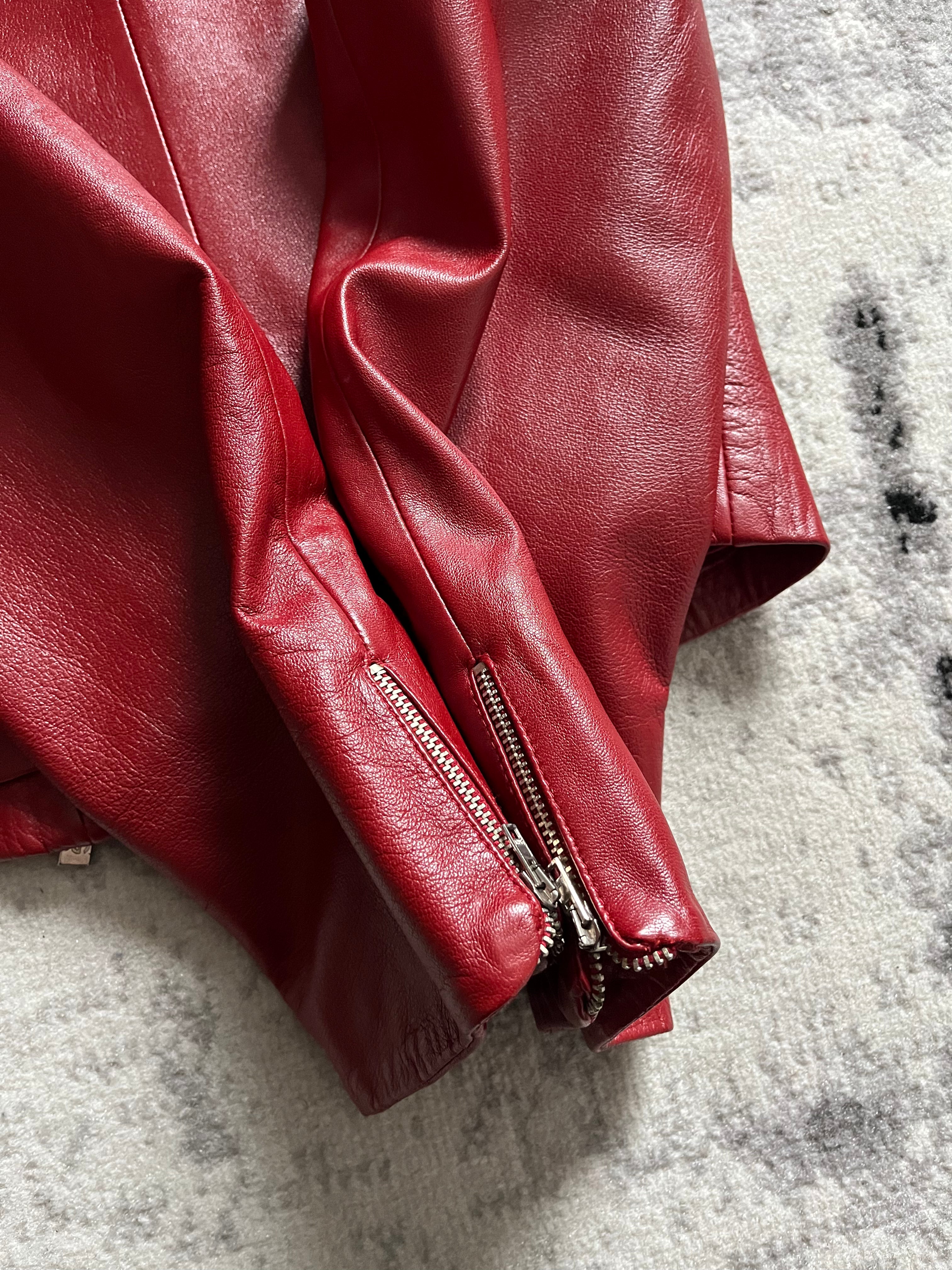 2000s Dolce & Gabbana Red Biker Leather Jacket