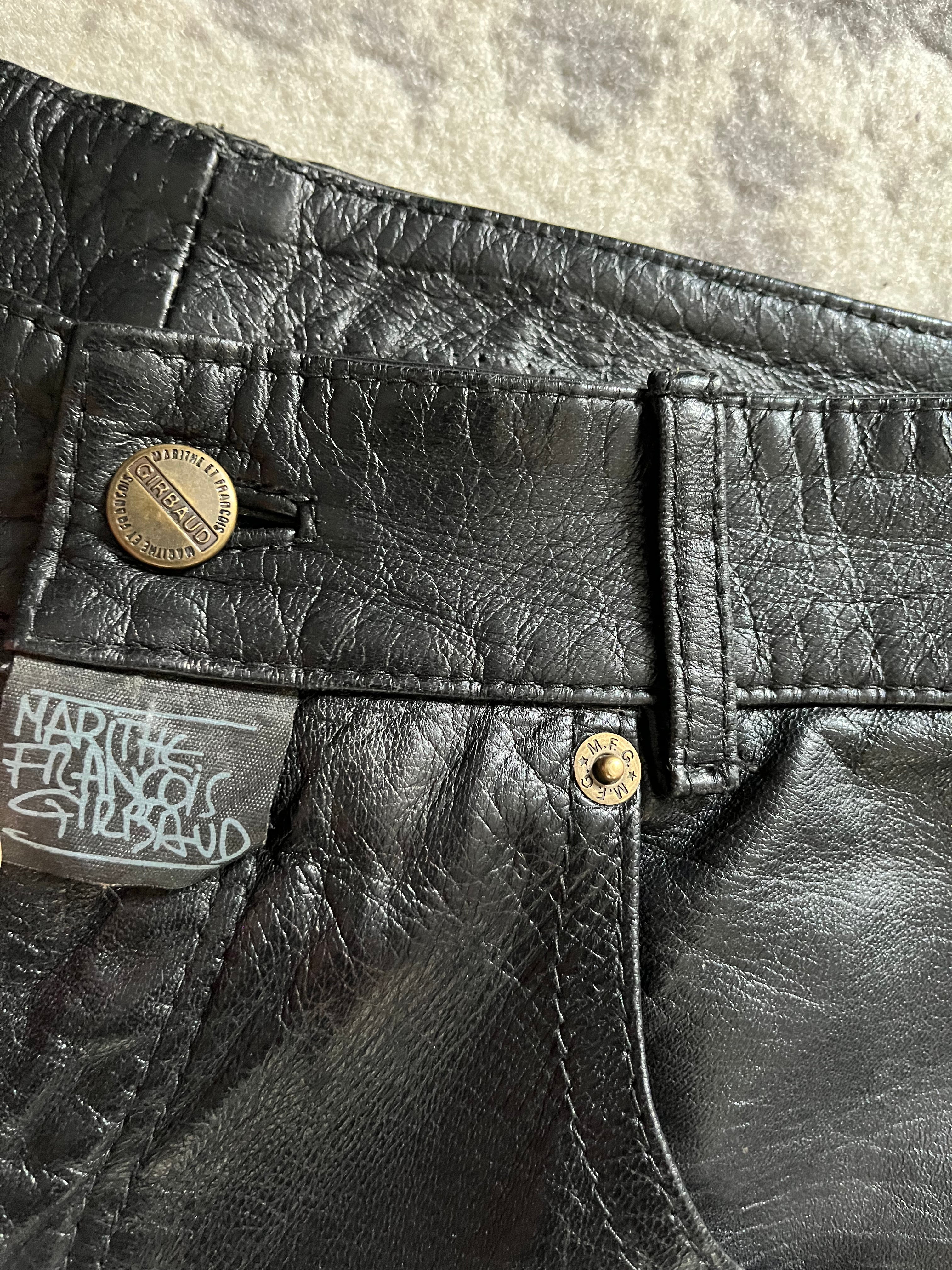 00年代 マリテ・フランソワ・ジルボー ロック ブラック レザー パンツ (XS/S)