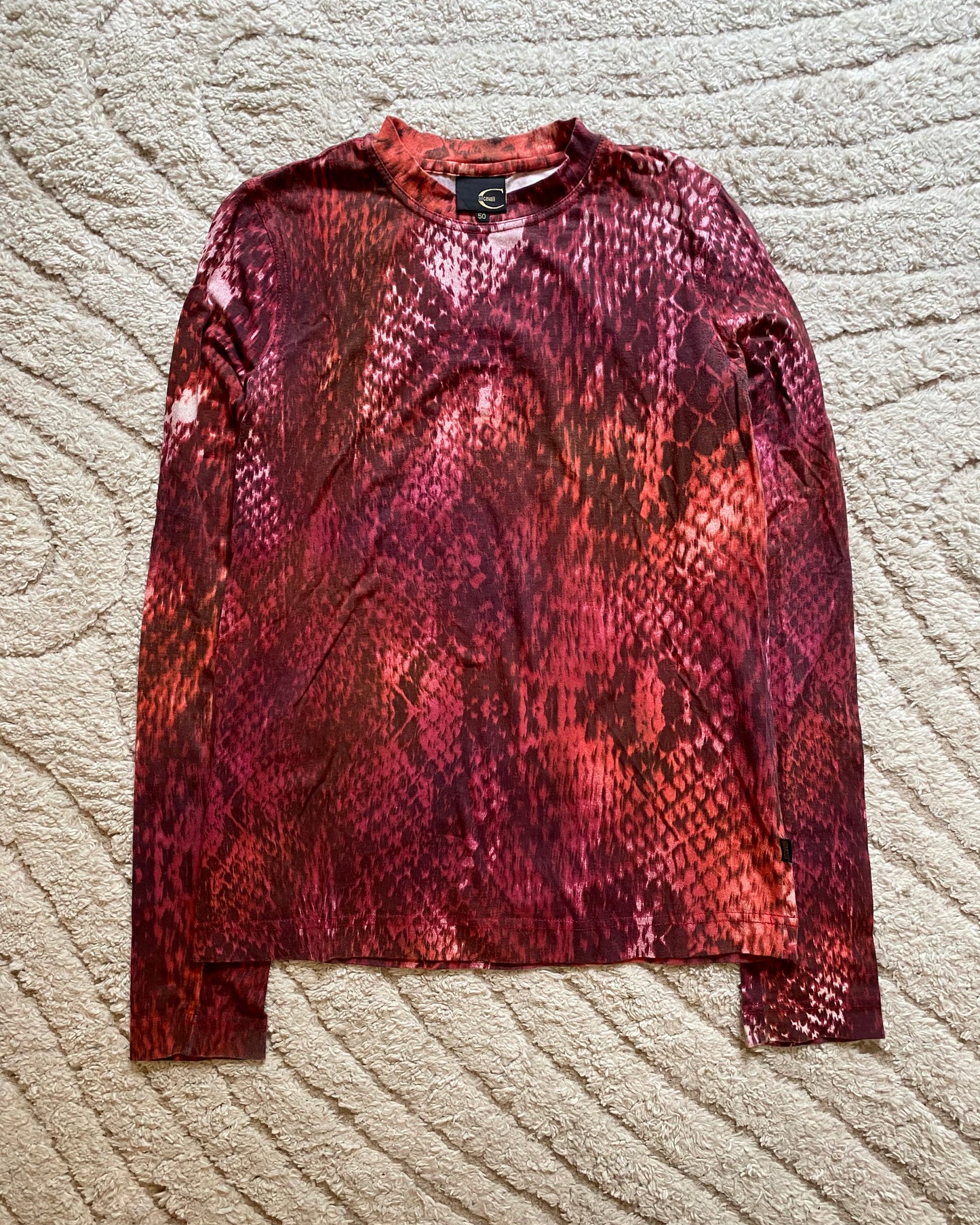00’s Just Cavalli Long Sleeve Top Red Scales (S)
