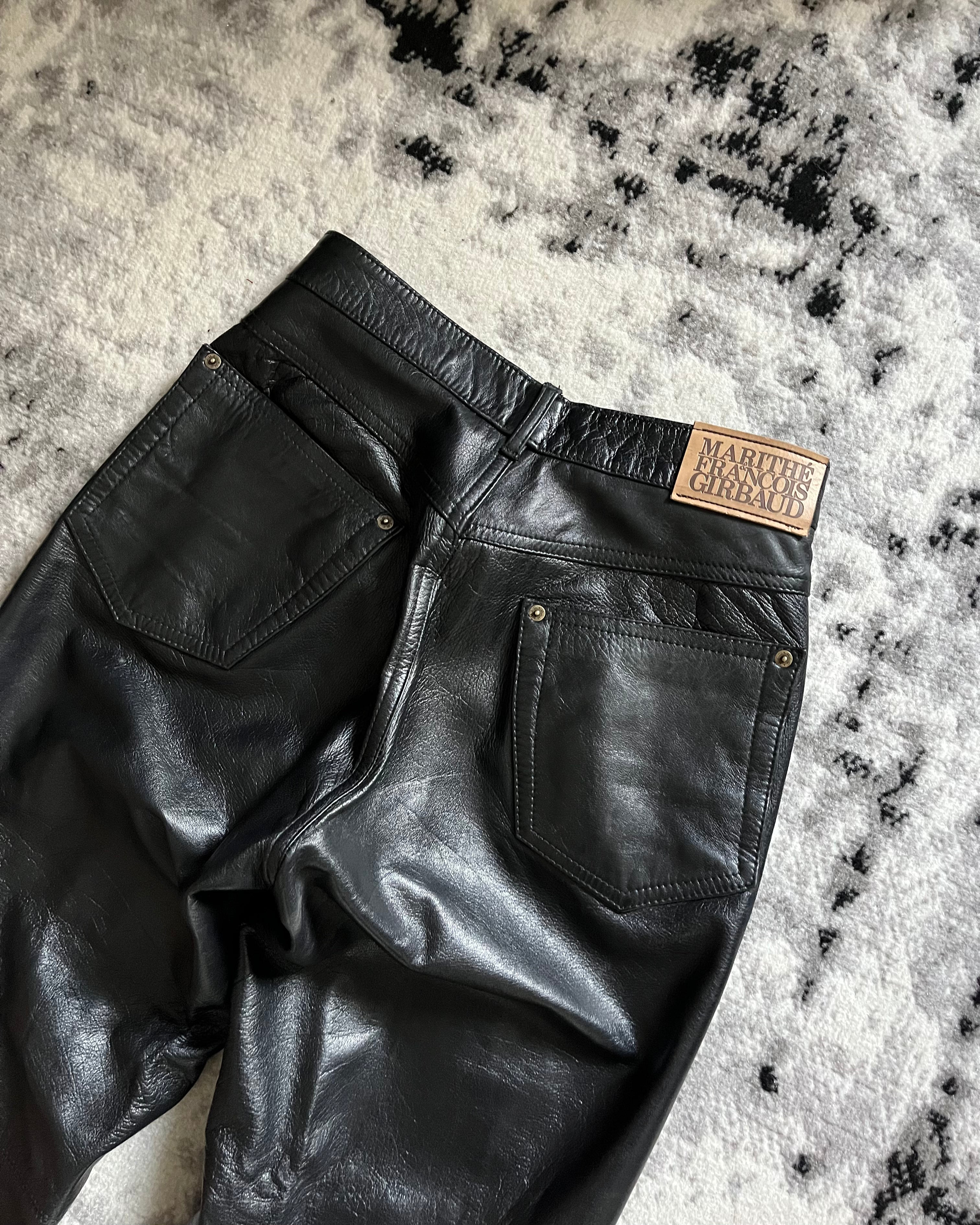 00年代 マリテ・フランソワ・ジルボー ロック ブラック レザー パンツ (XS/S)