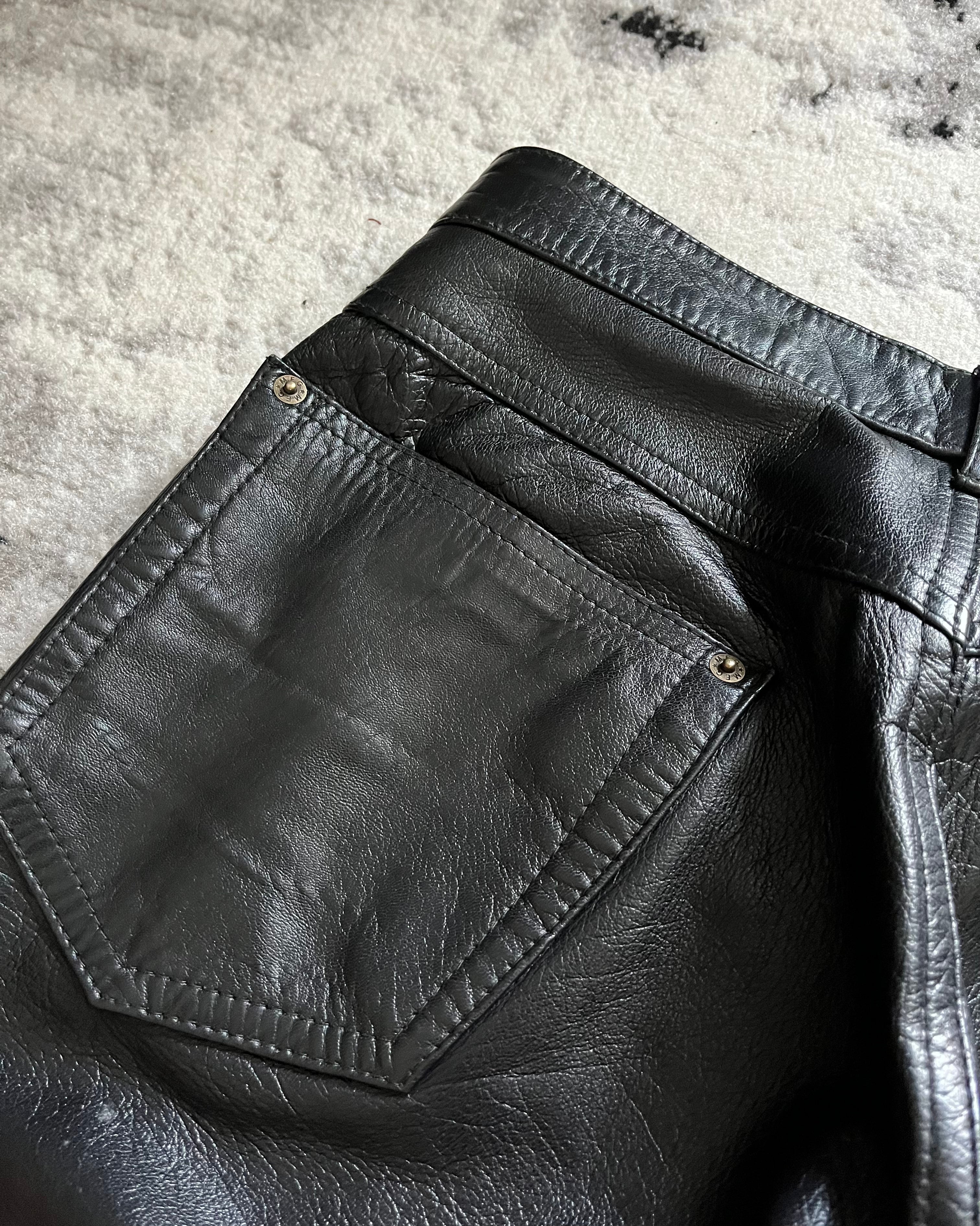 00年代 マリテ・フランソワ・ジルボー ロック ブラック レザー パンツ (XS/S)