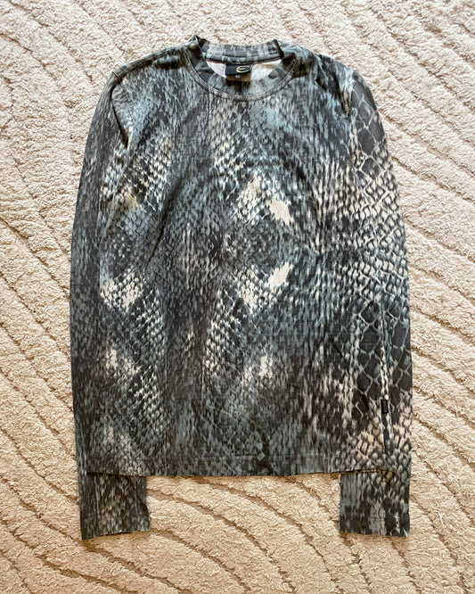 00’s Just Cavalli Long Sleeve Top Blue Scales (S)
