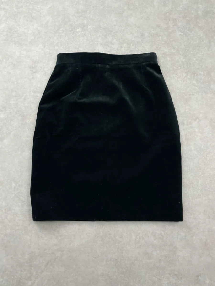 SS2014 Saint Laurent Paris Black Velvet High Waist Pencil Skirt TkRtaEJJ 1
