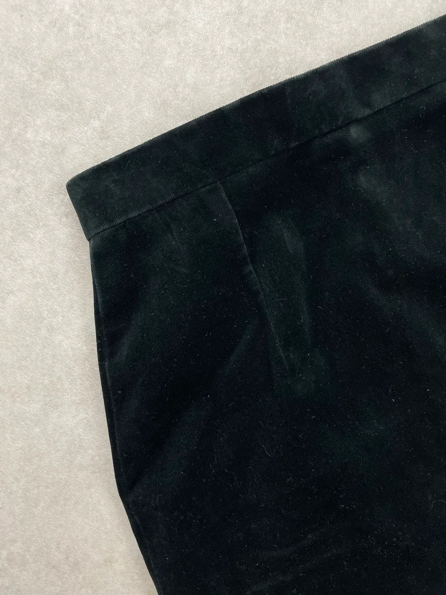 SS2014 Saint Laurent Paris Black Velvet High Waist Pencil Skirt TkRtaEJJ 4