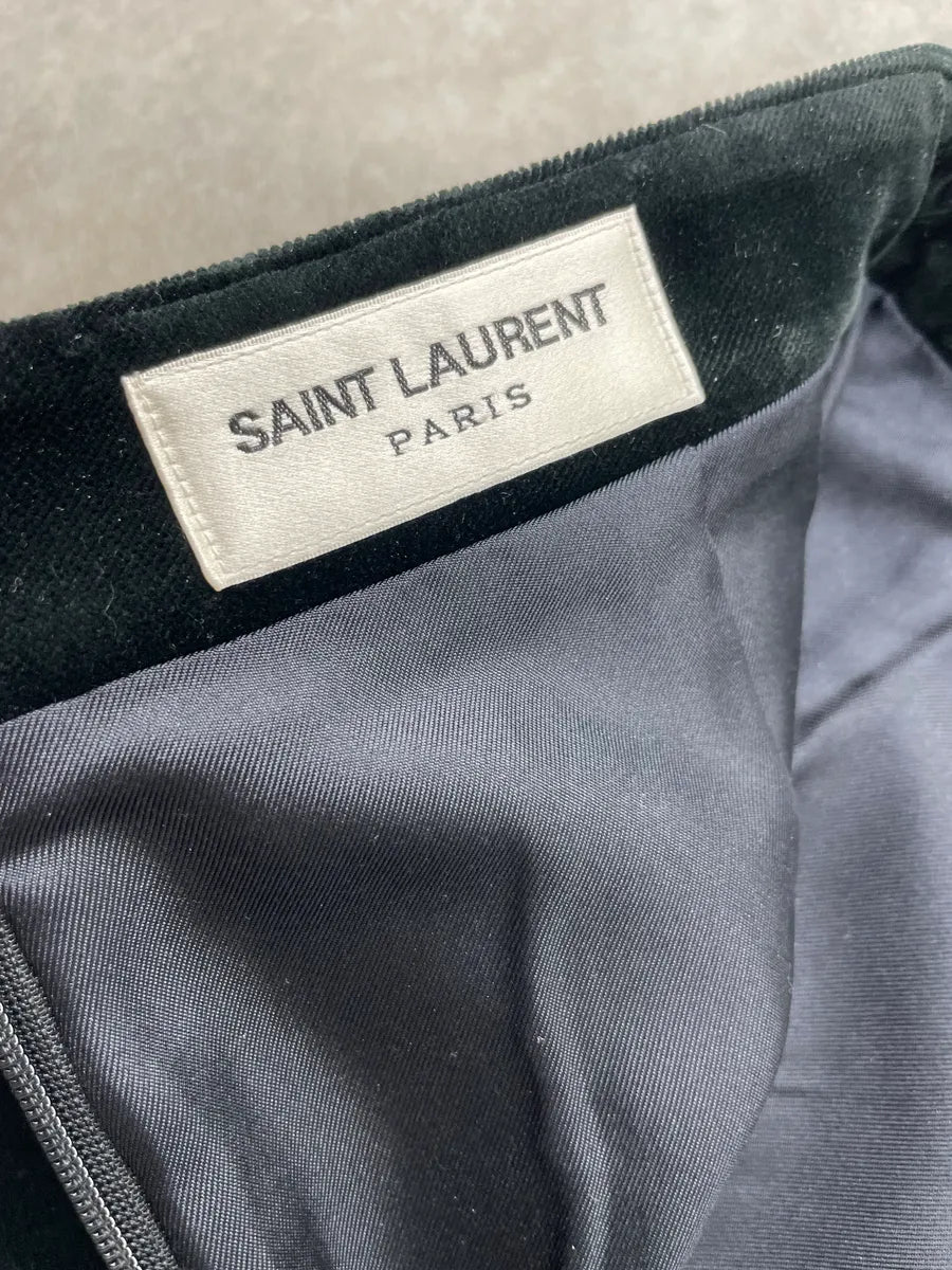 SS2014 Saint Laurent Paris Black Velvet High Waist Pencil Skirt TkRtaEJJ 6